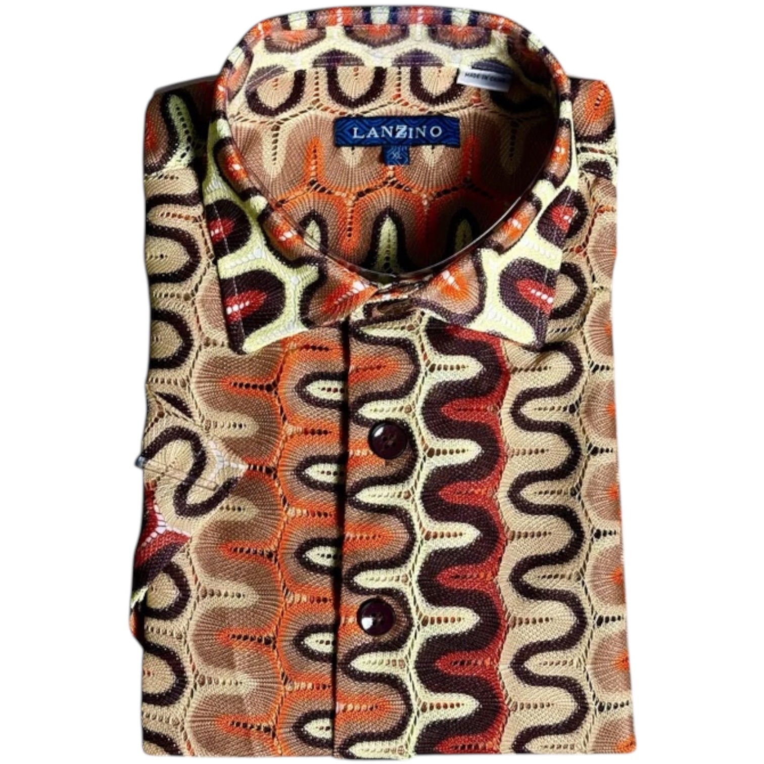 Lanzino "Woven" Short Sleeve Shirt (Brown) 102