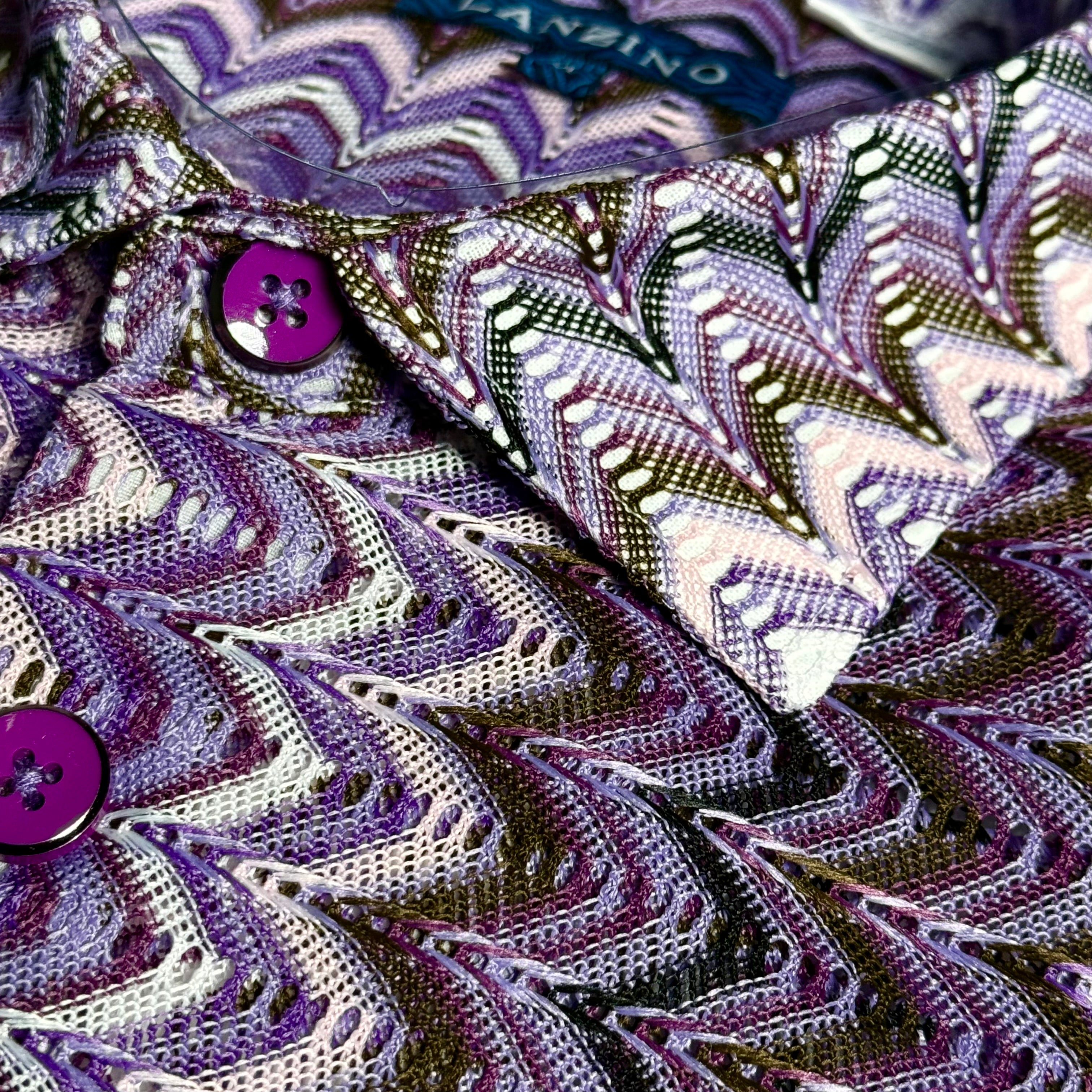 Lanzino "Woven" Short Sleeve Shirt (Violet) 118