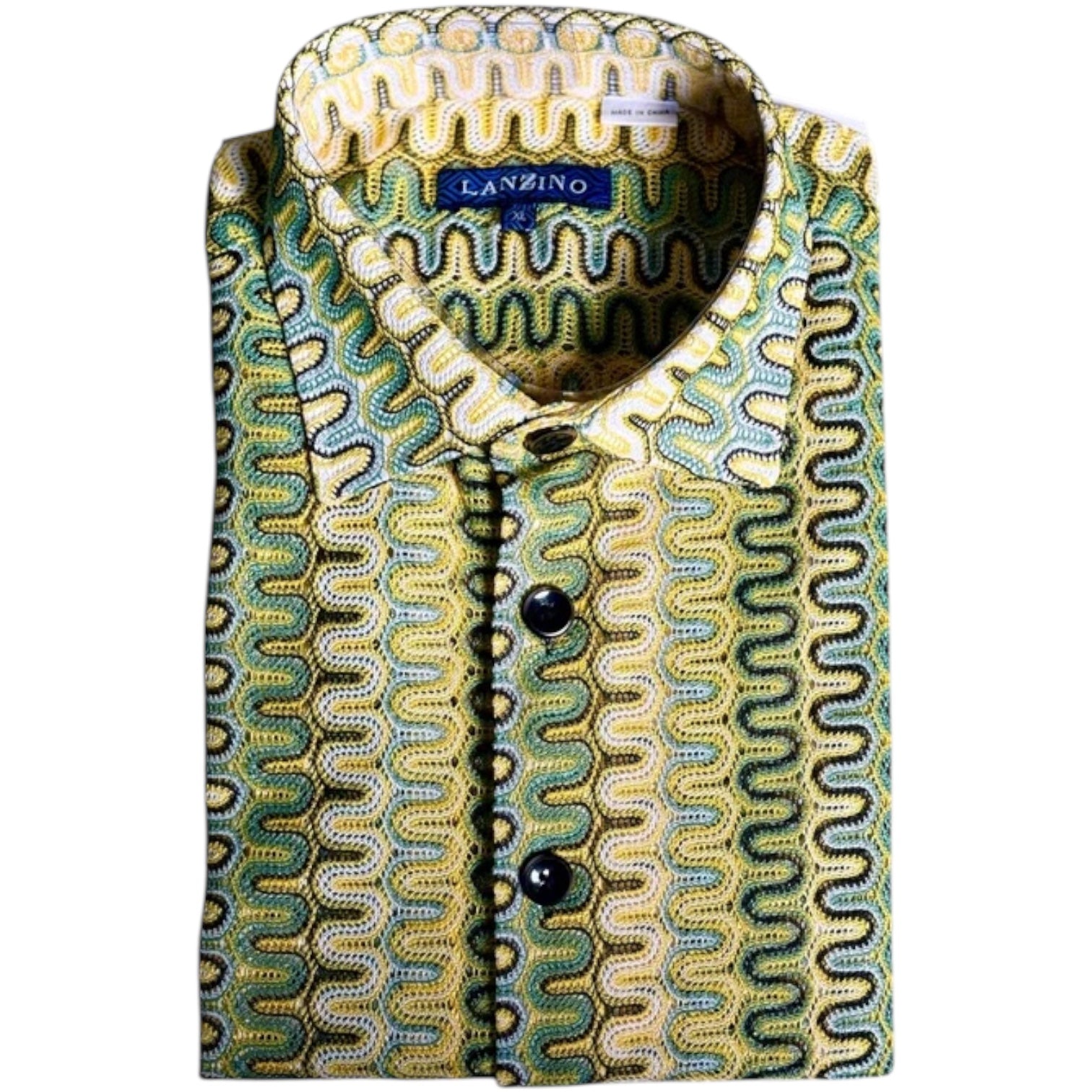 Lanzino "Woven" Short Sleeve Shirt (Green) 102