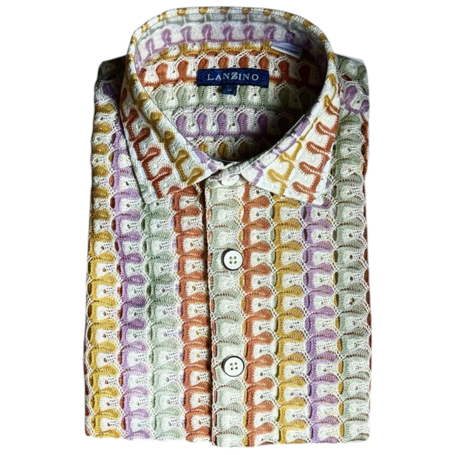 Lanzino "Woven" Short Sleeve Shirt (Tan) 120