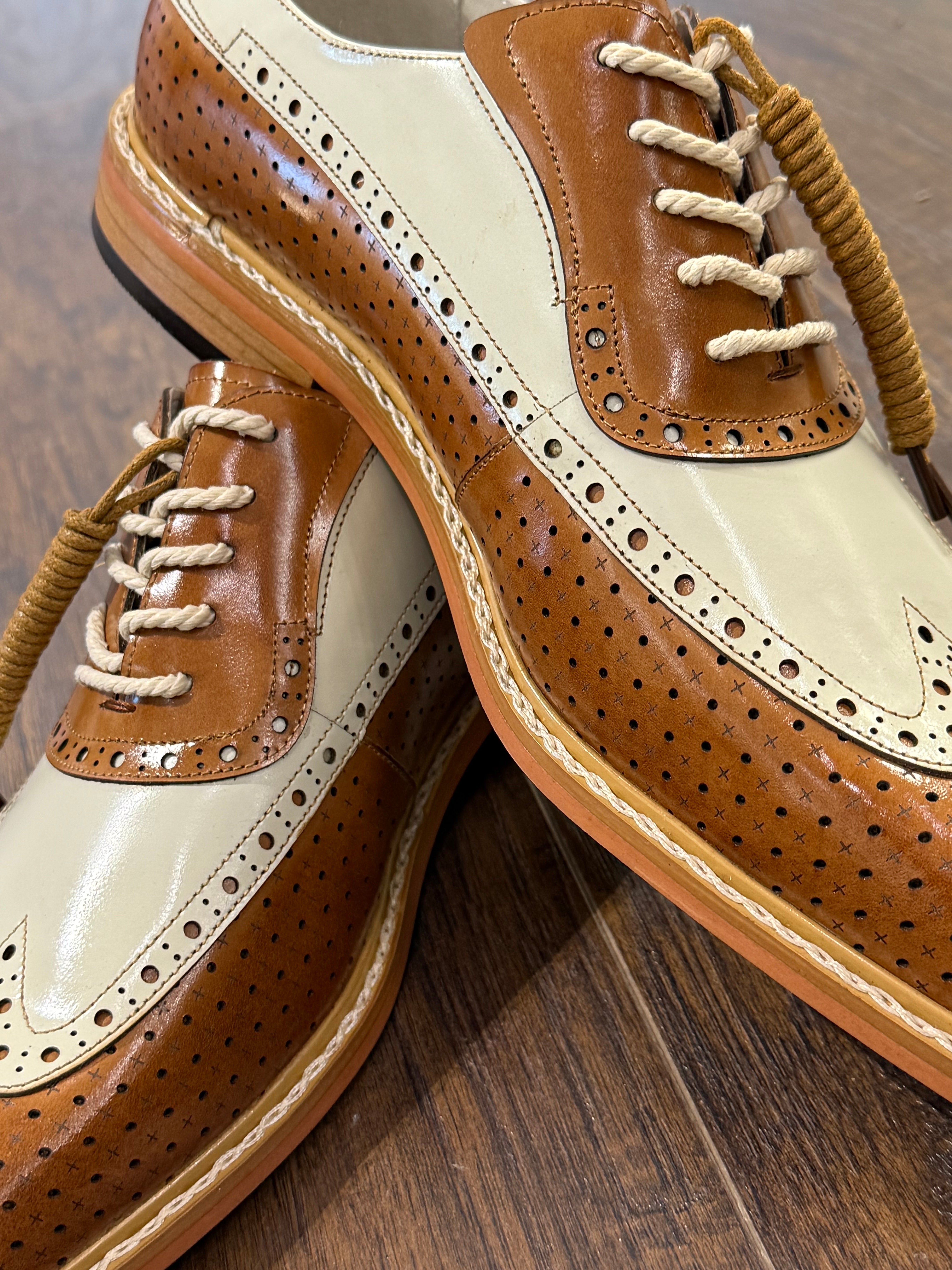 Giovani "Rio" Leather Shoe (Tan/Cream)