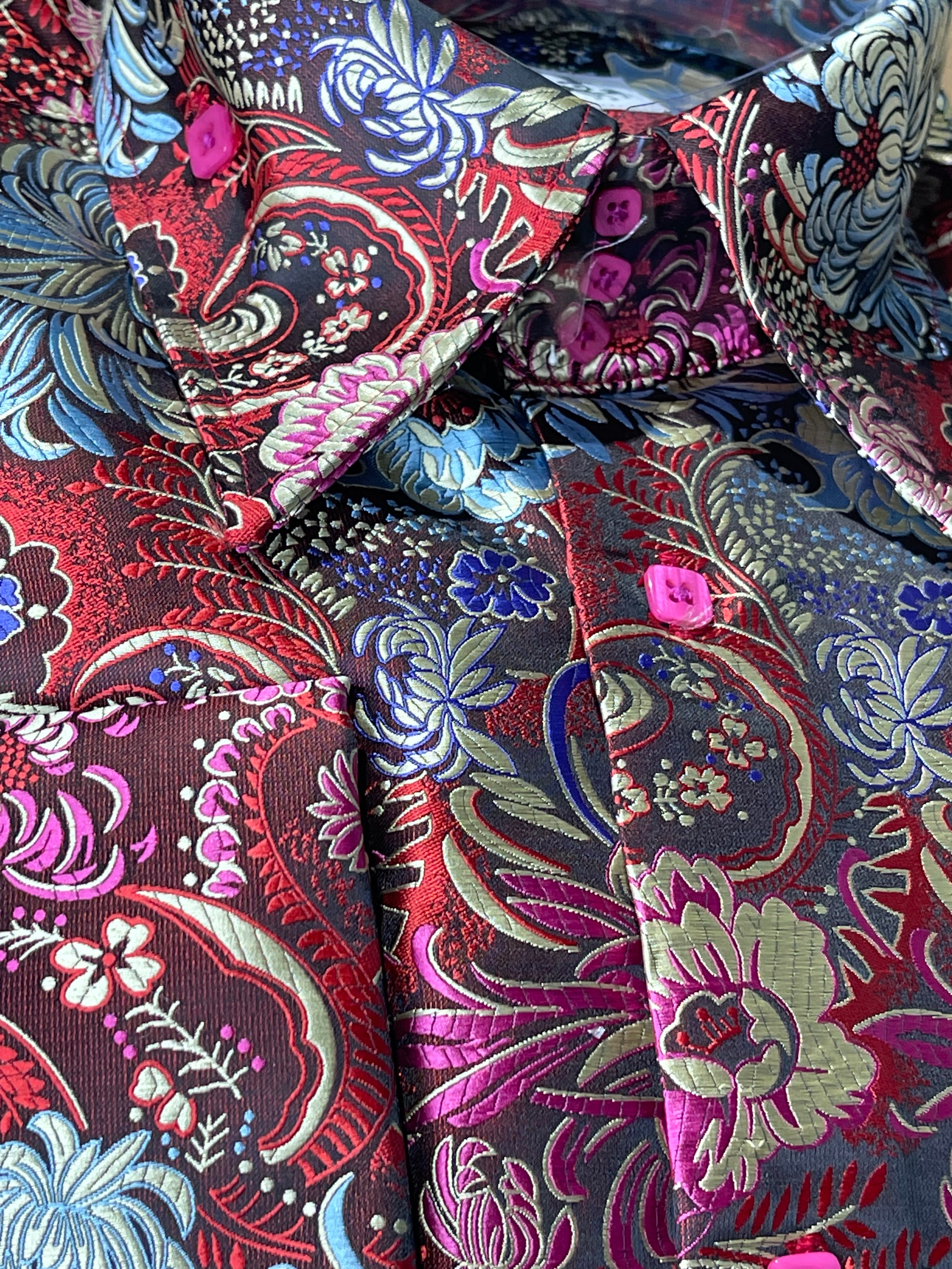Leoni l/s Button Up (Red Multi)