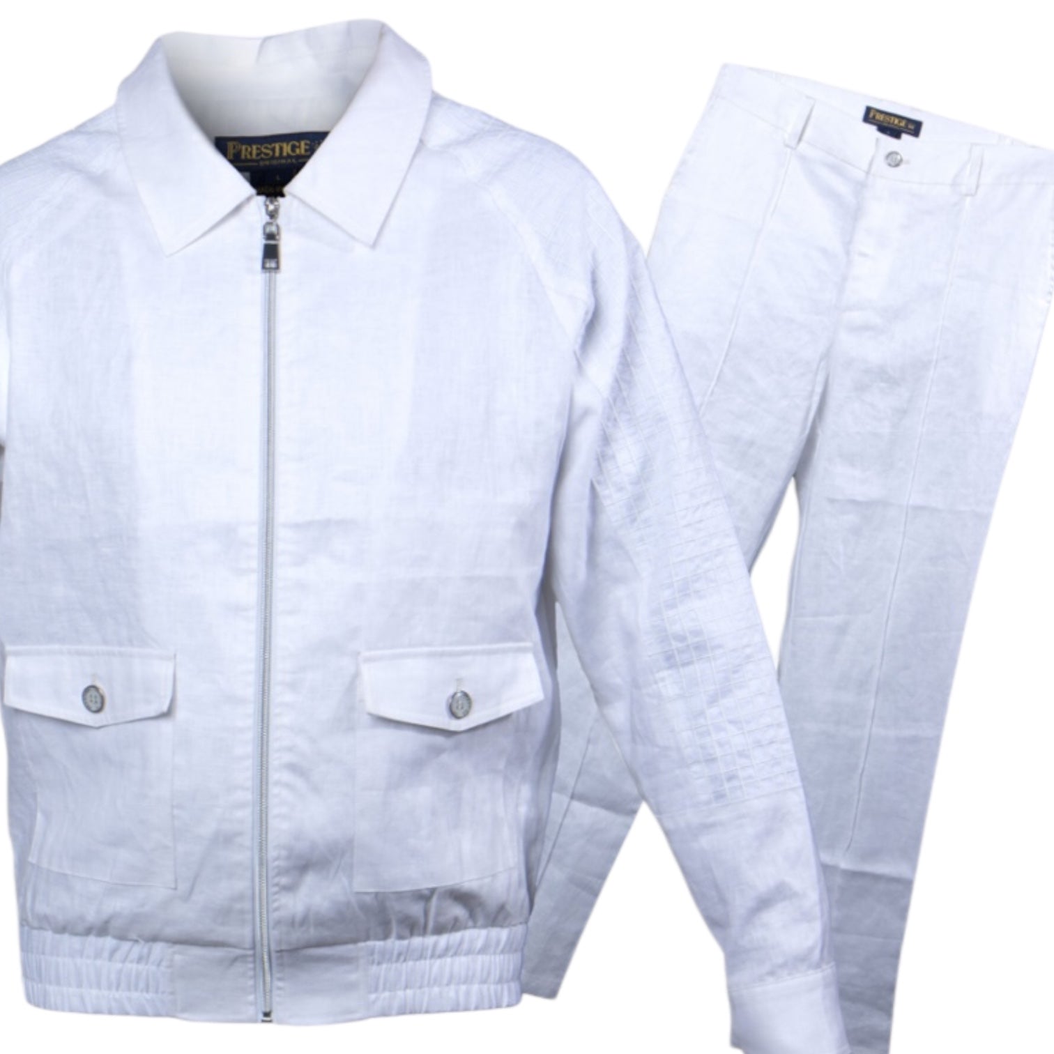 Prestige Linen Jacket Jogger Set (White) 135