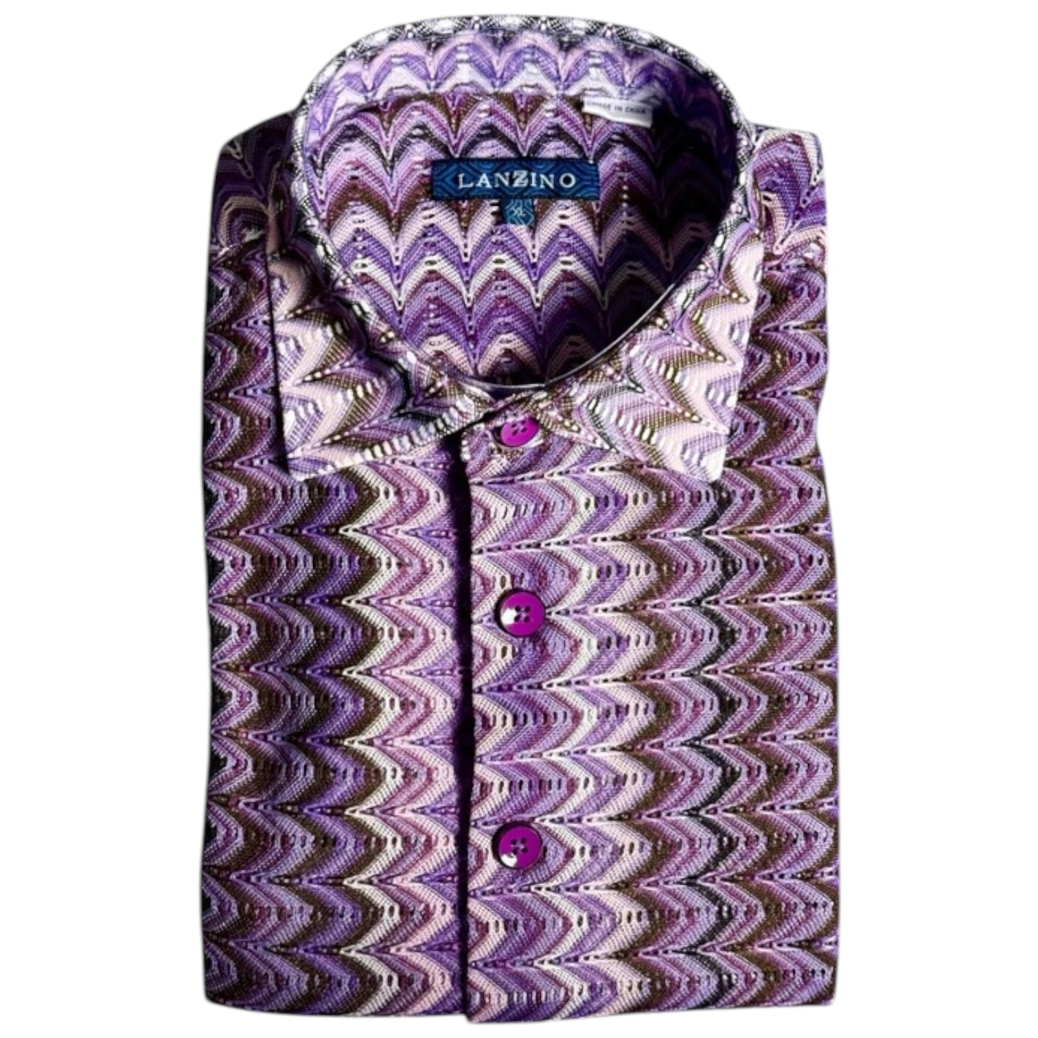 Lanzino "Woven" Short Sleeve Shirt (Violet) 118