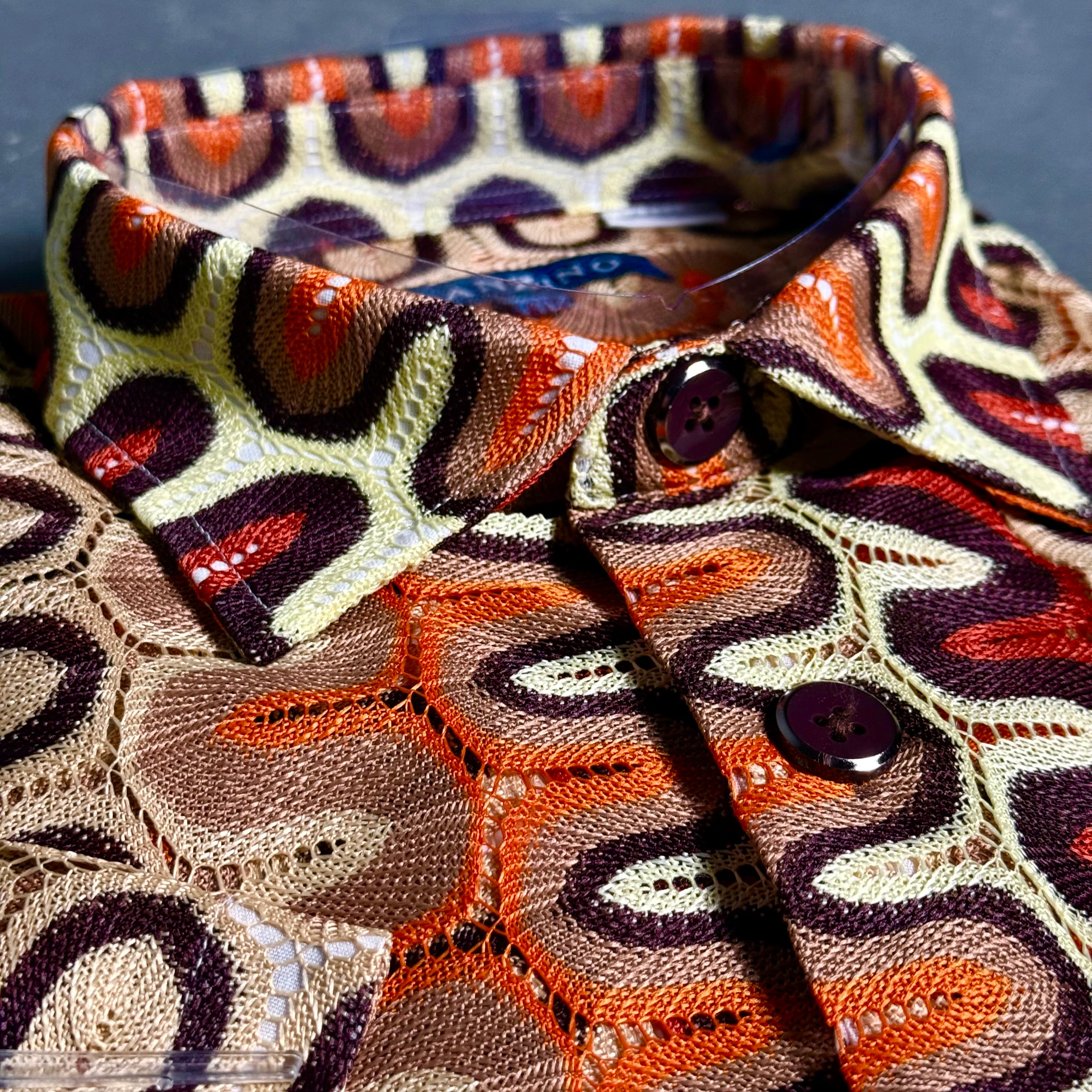 Lanzino "Woven" Short Sleeve Shirt (Brown) 102