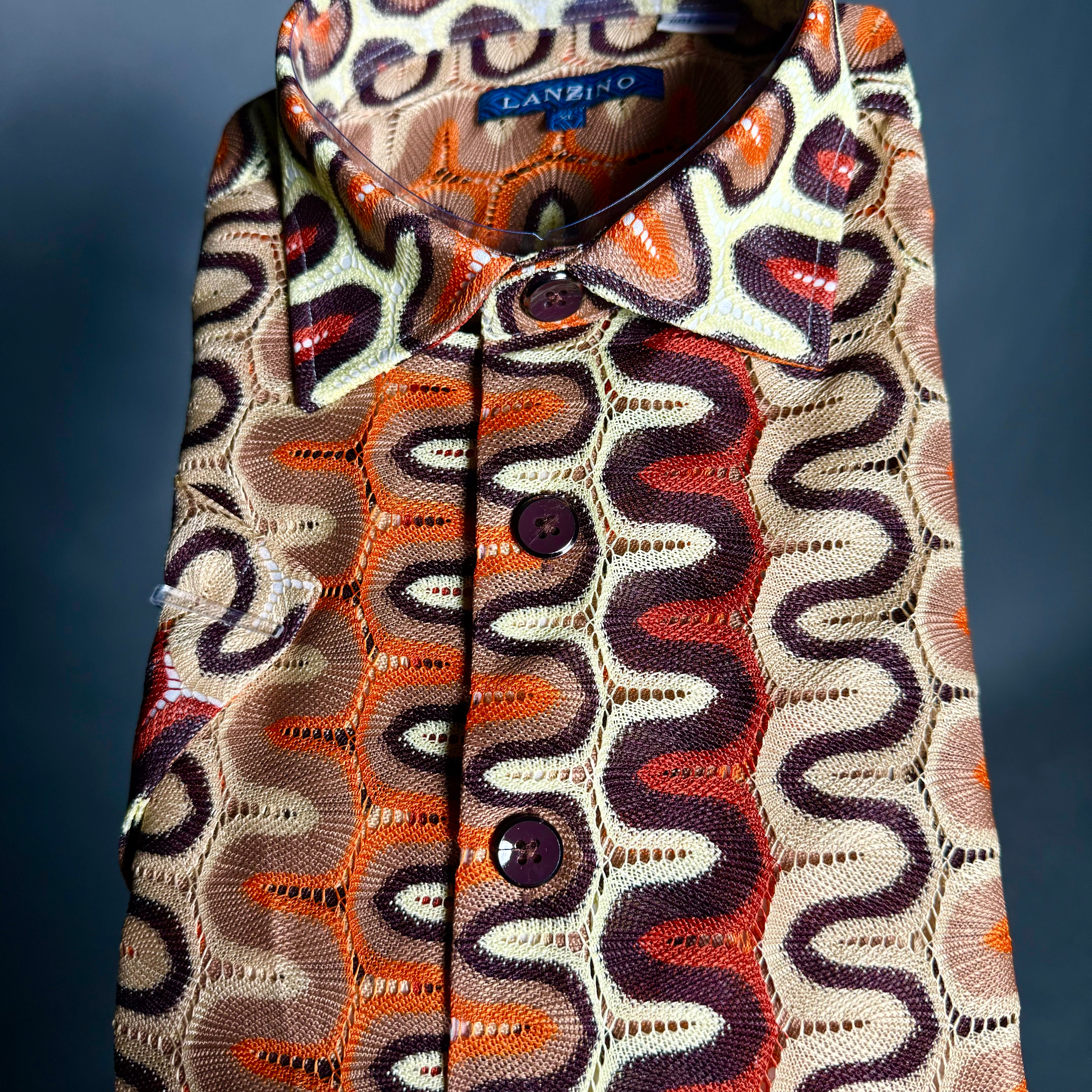 Lanzino "Woven" Short Sleeve Shirt (Brown) 102