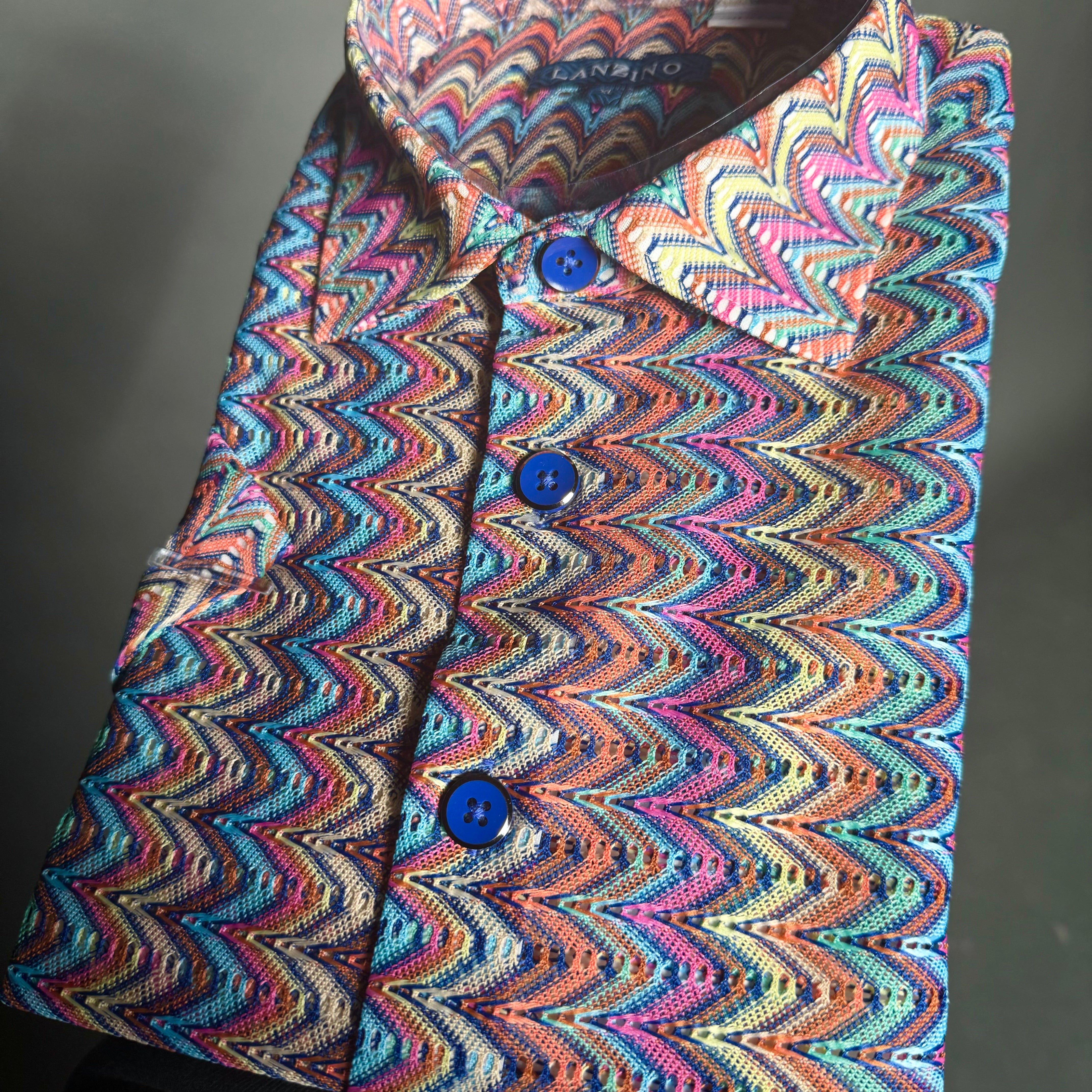 Lanzino "Woven" Short Sleeve Shirt (Multi) 102