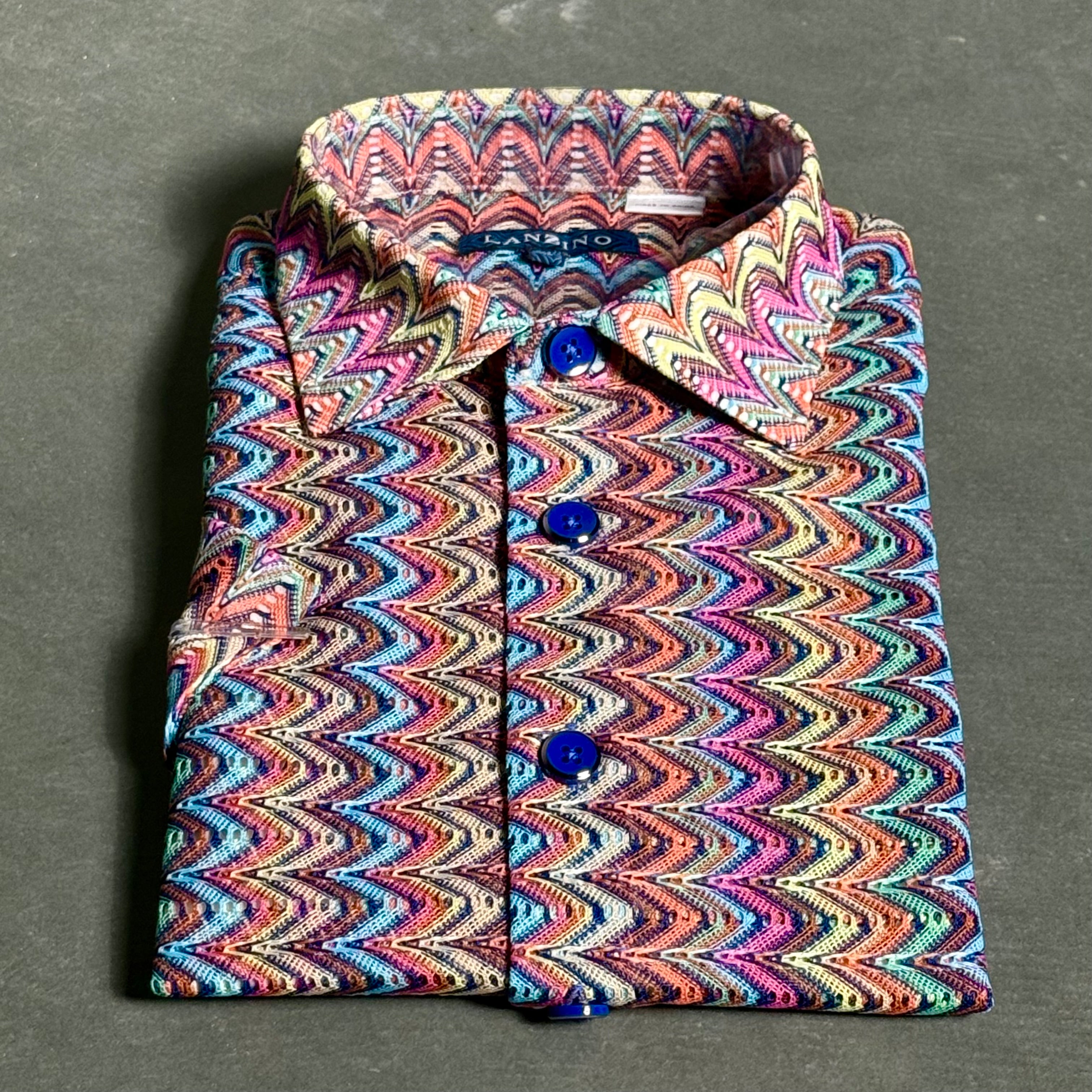 Lanzino "Woven" Short Sleeve Shirt (Multi) 102