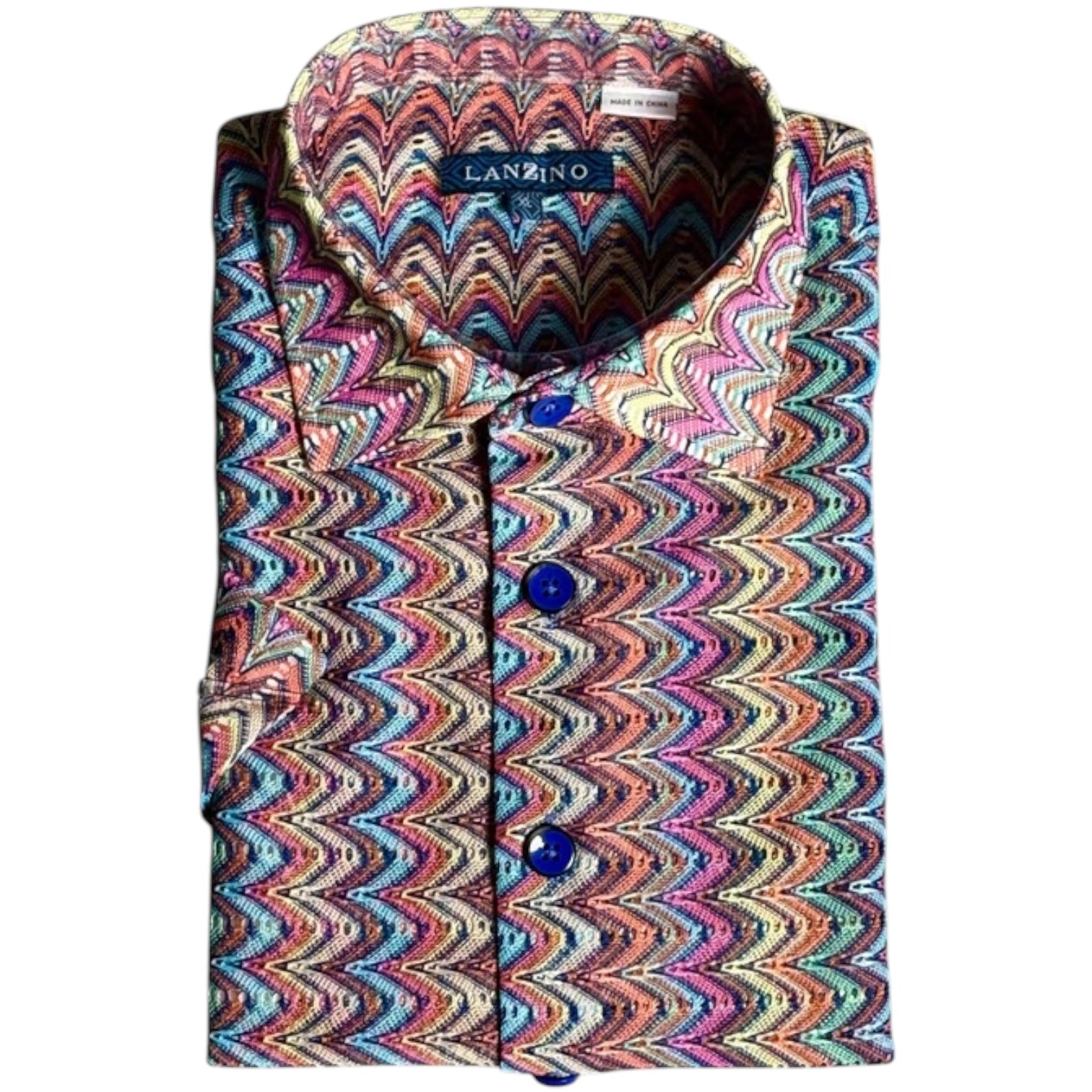 Lanzino "Woven" Short Sleeve Shirt (Multi) 102