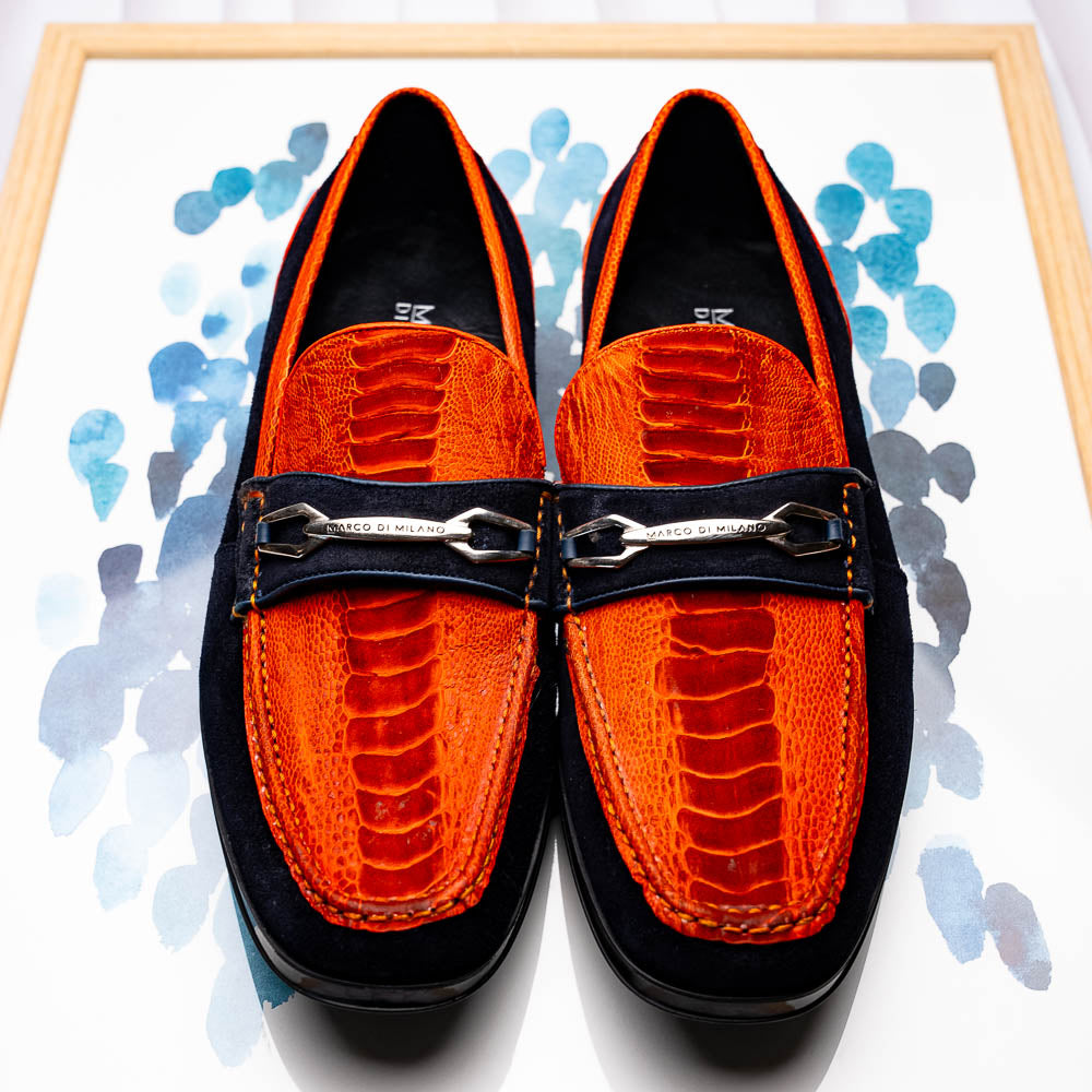 Hugo Ostrich Orange / Navy