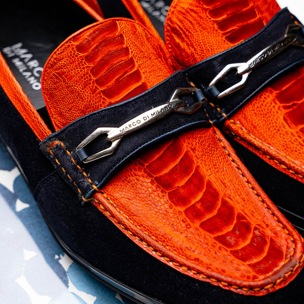 Hugo Ostrich Orange / Navy