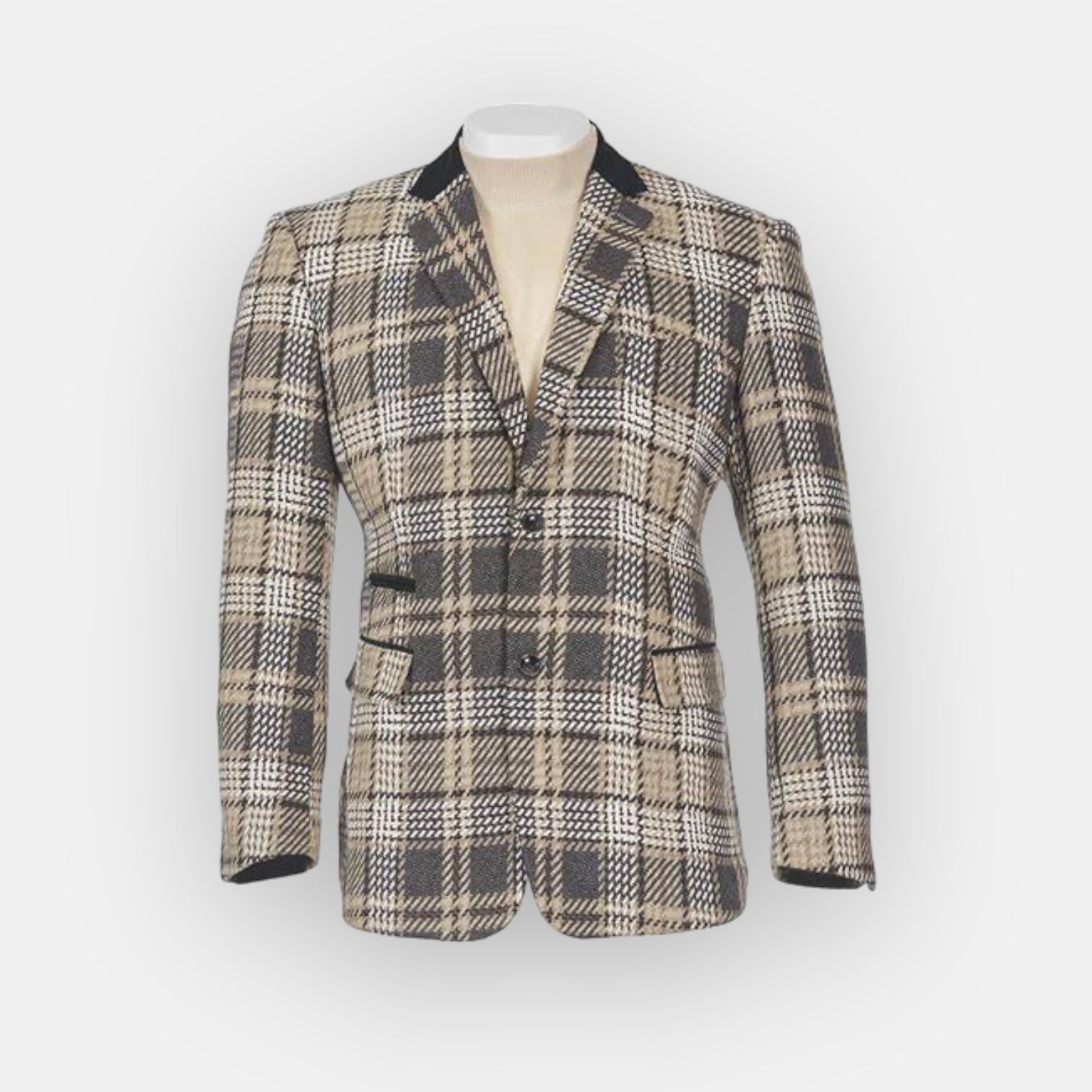 Inserch "Pane" Blazer Windowpane (Black/Taupe/White)