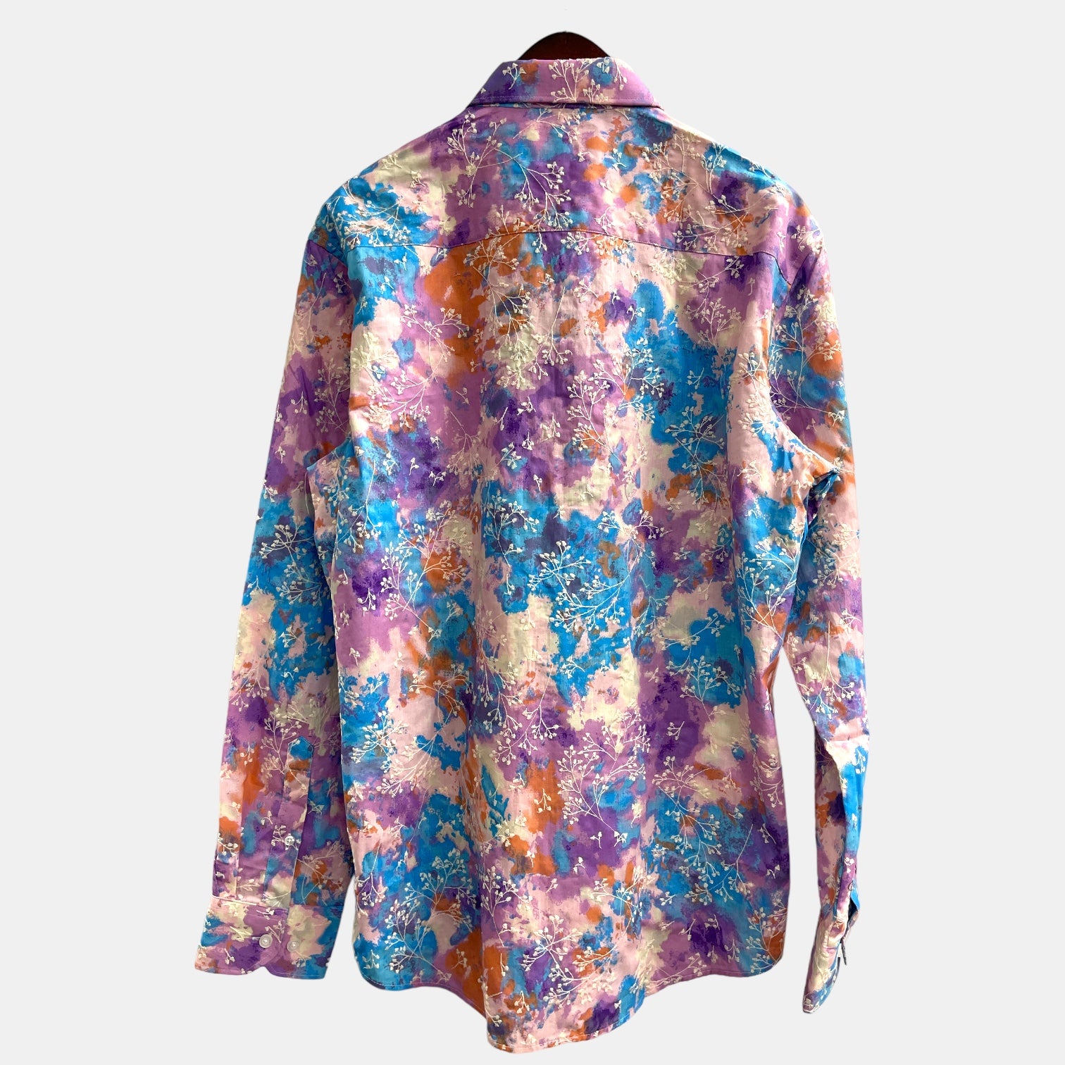 Lanzino "Floral" Stitched Shirt (Lavender/Blue)