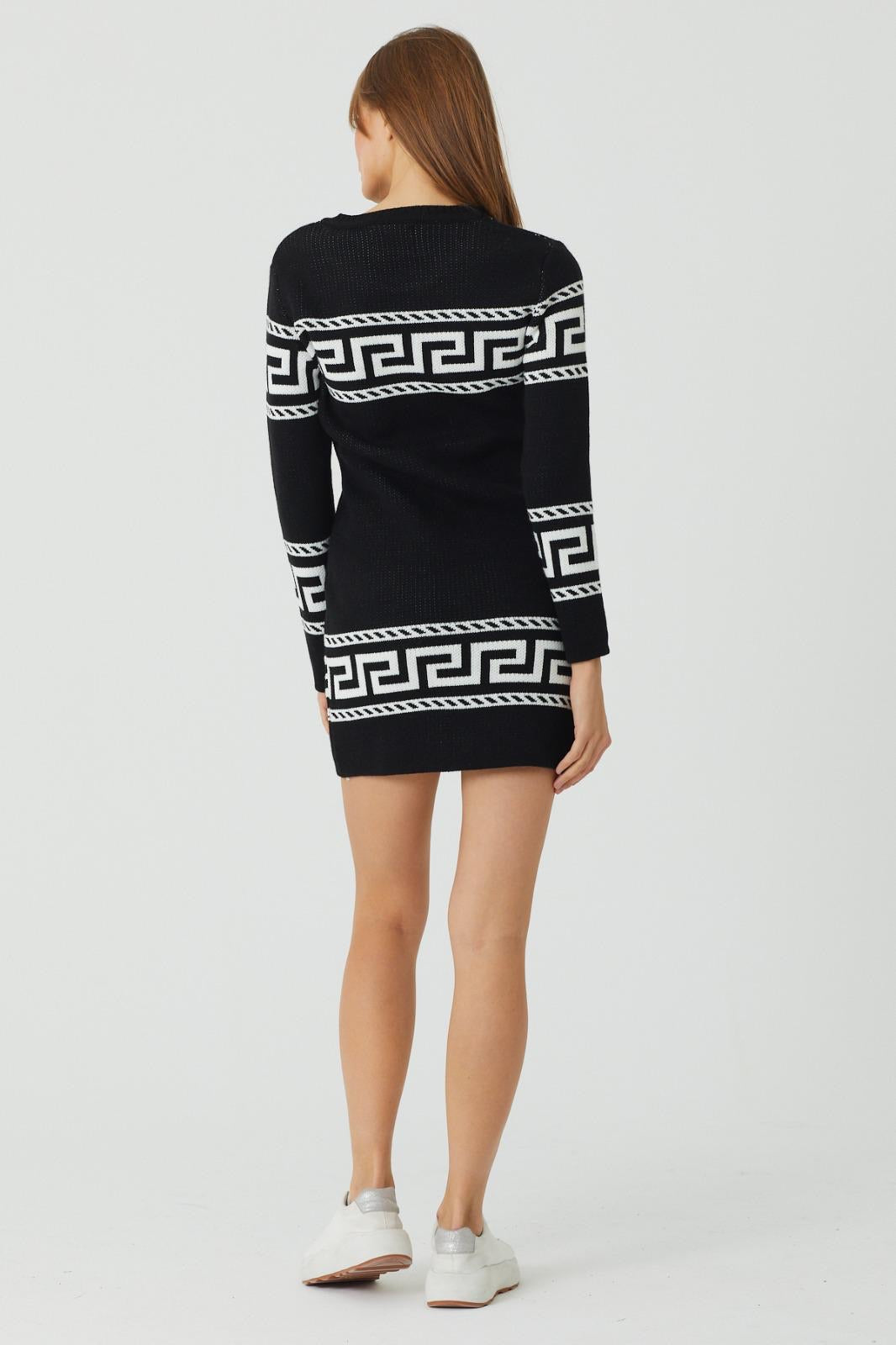 OIM Greek Key Womens Dress (Black/White)