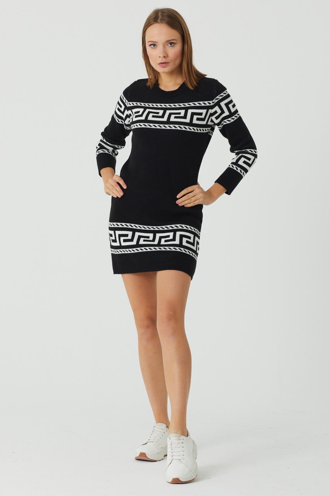 OIM Greek Key Womens Dress (Black/White)
