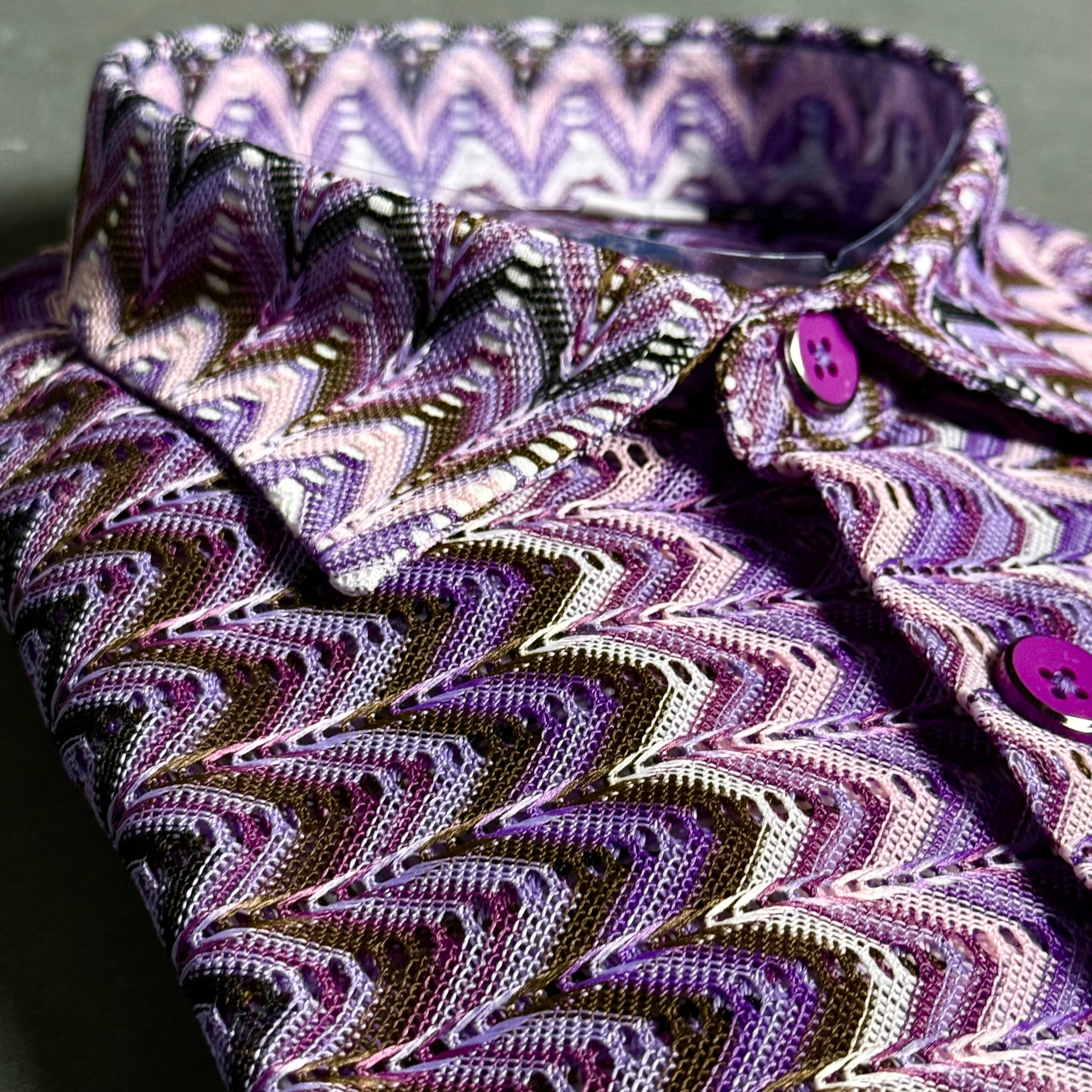 Lanzino "Woven" Short Sleeve Shirt (Violet) 118