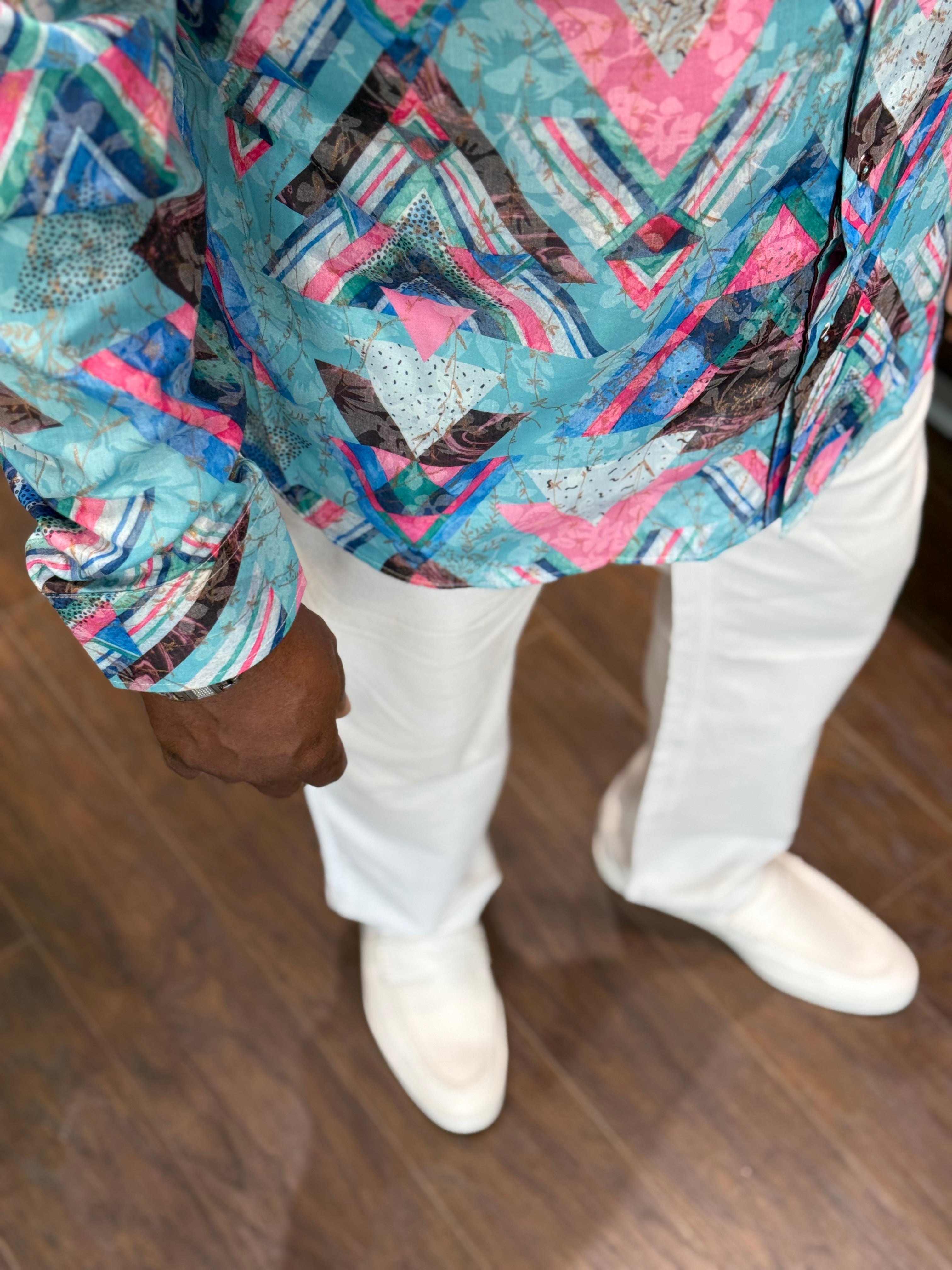 Cigar Couture "Sunset2" Shirt (Aqua) 4072
