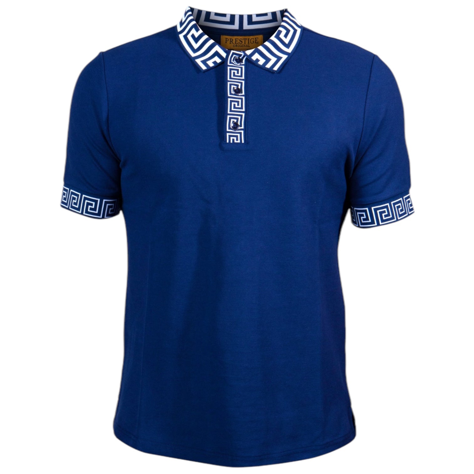 Prestige Greek Key Polo (Navy) 090