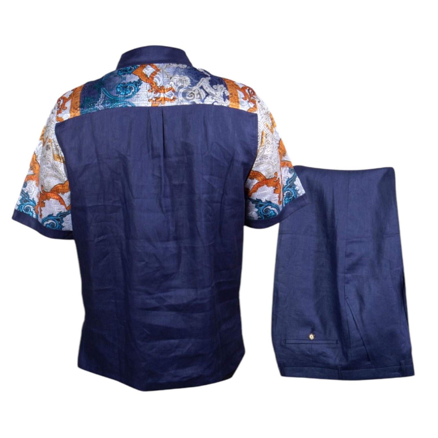 Prestige Luxury Linen Pant Set (Navy) 460