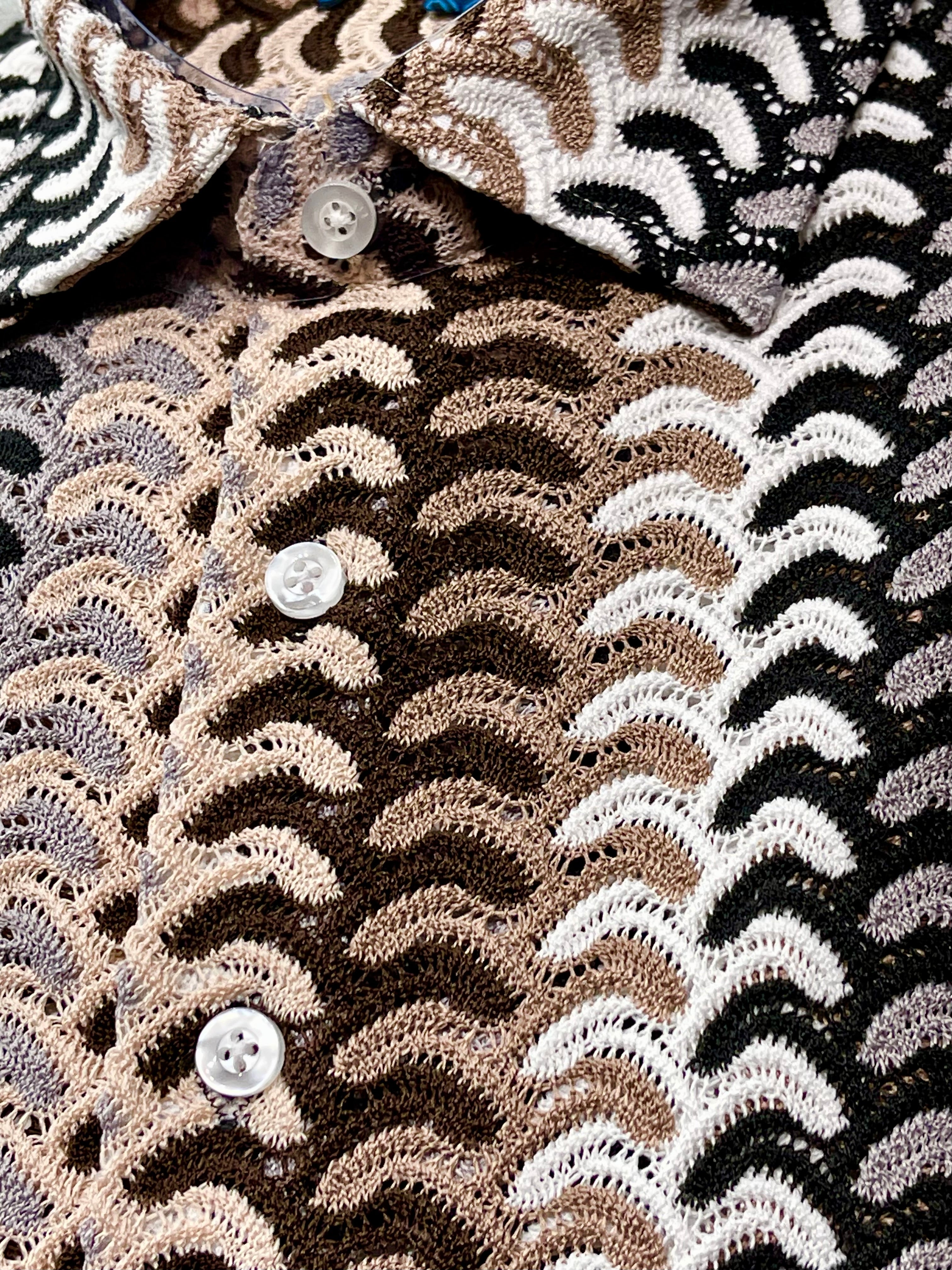 Lanzino "Woven" Short Sleeve Shirt (Brown) 101