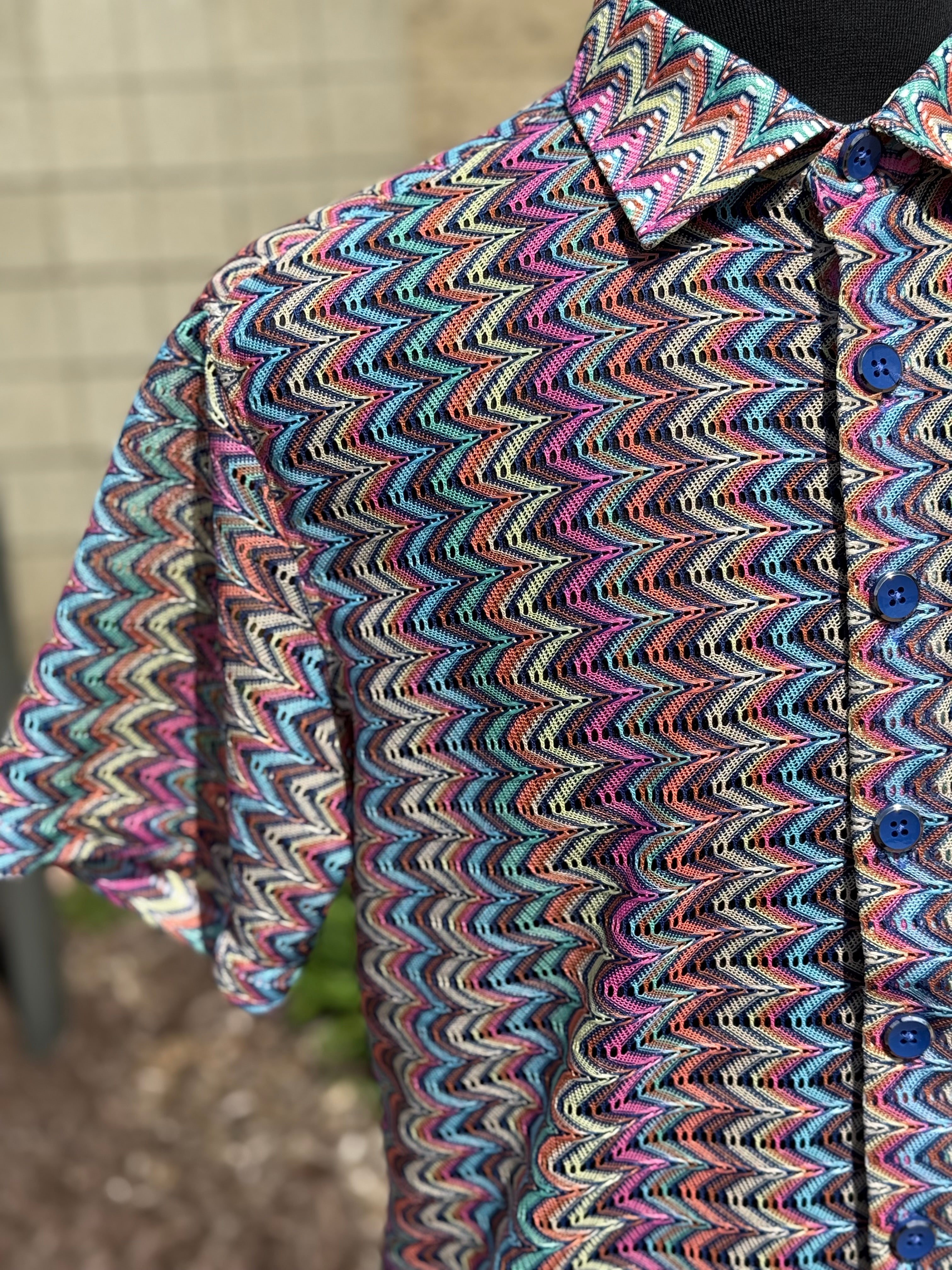 Lanzino "Woven" Short Sleeve Shirt (Multi) 102