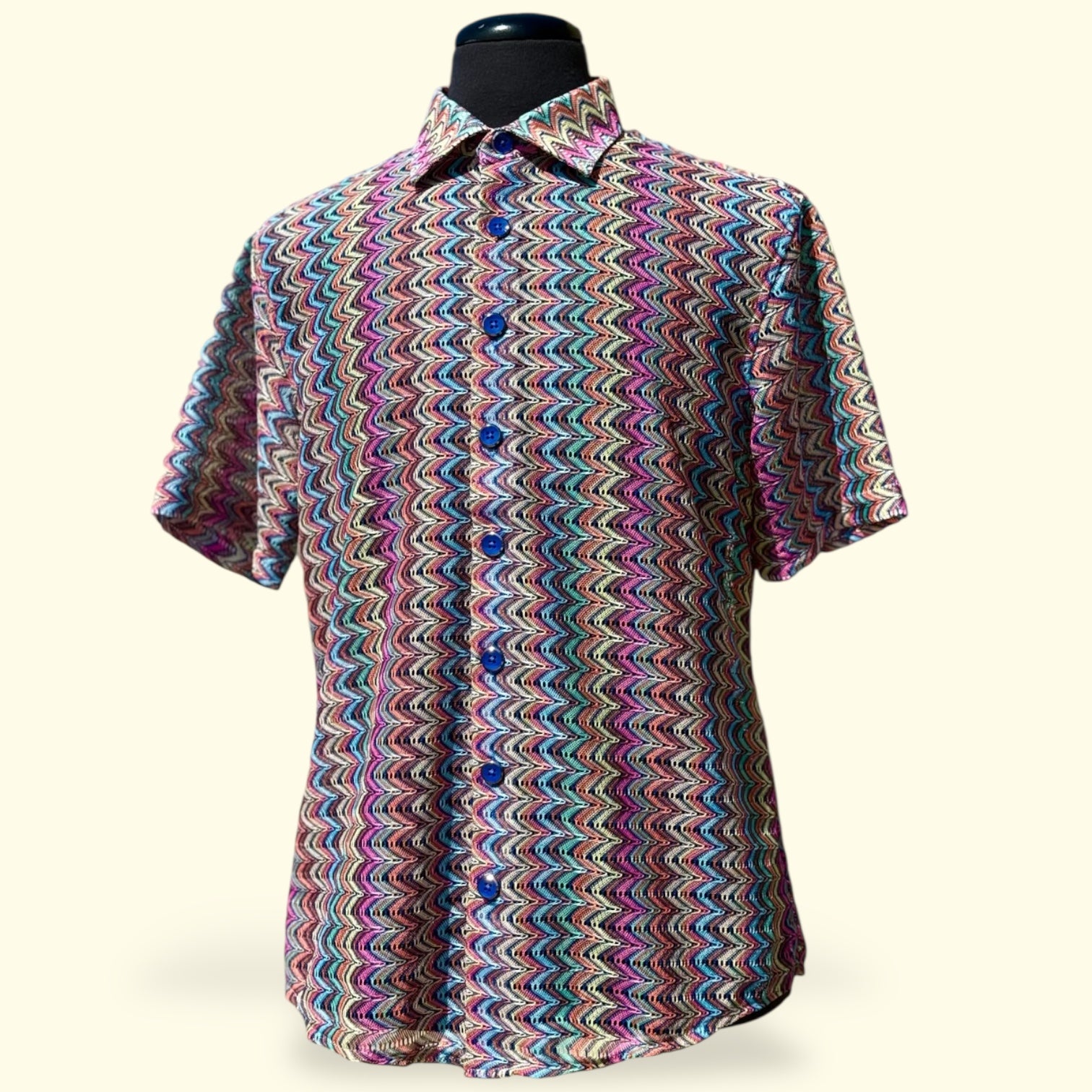 Lanzino "Woven" Short Sleeve Shirt (Multi) 102