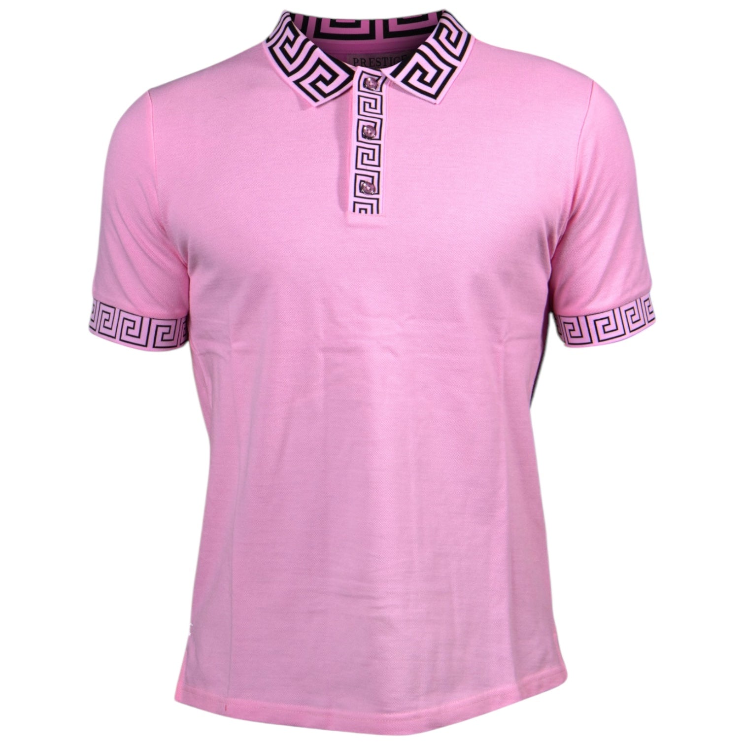 Prestige Greek Key Polo (Pink) 090