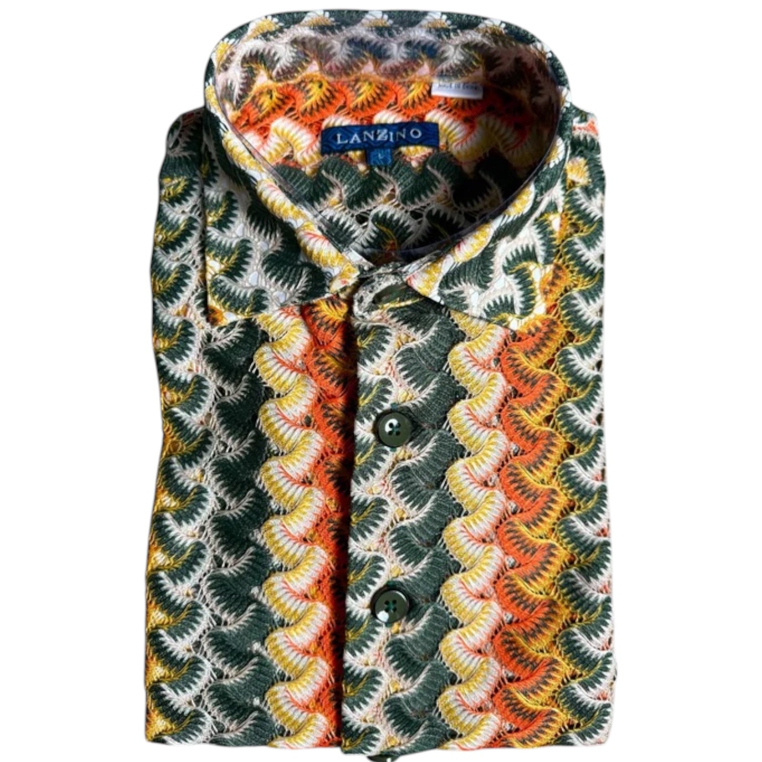 Lanzino "Woven" Short Sleeve Shirt (Olive) 119