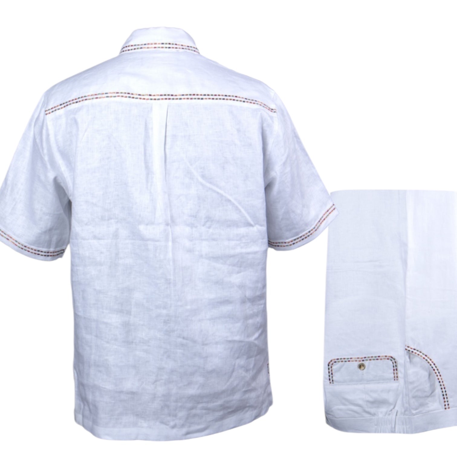 Prestige "Stitched2" Linen Pant Set (White/Multi) 530