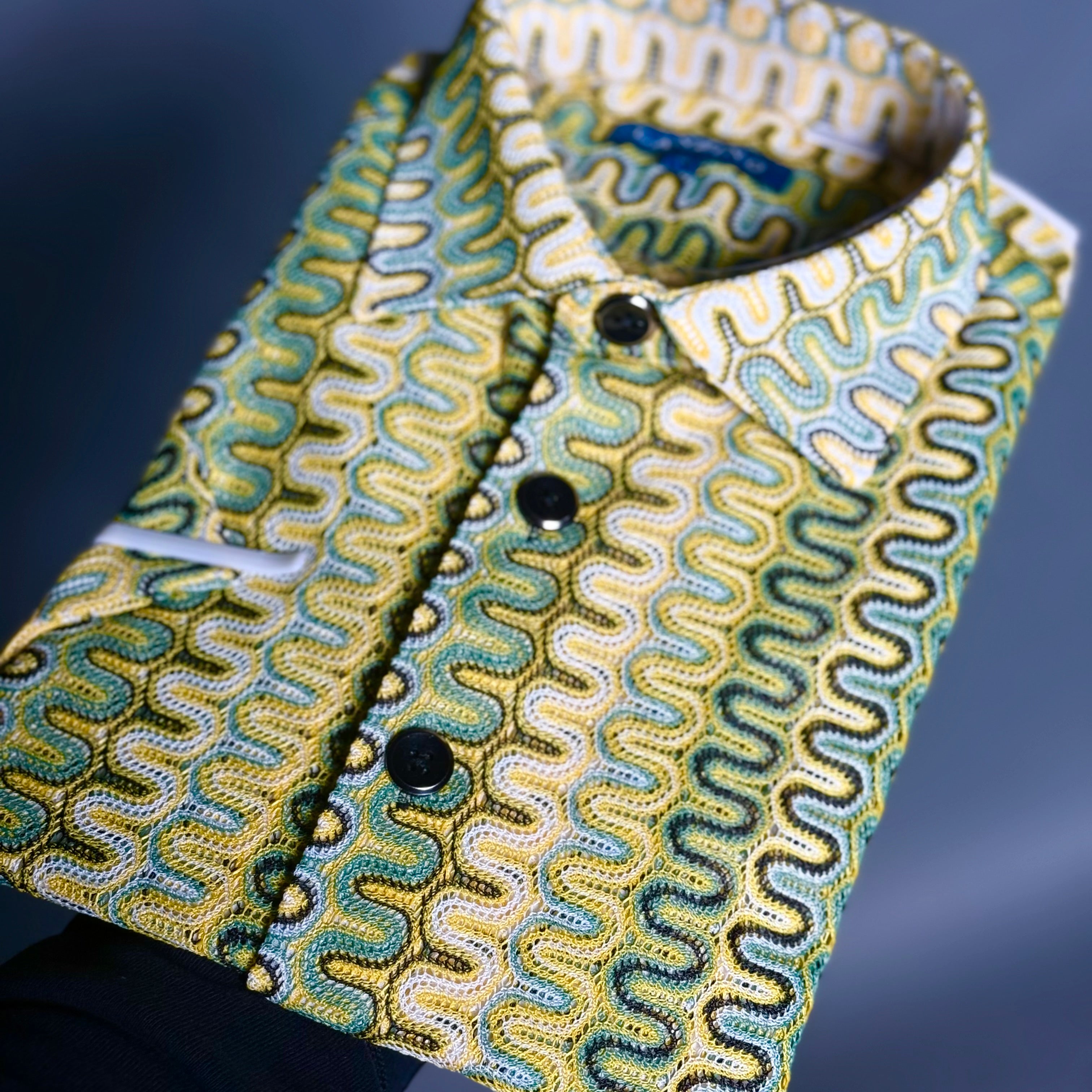 Lanzino "Woven" Short Sleeve Shirt (Green) 102