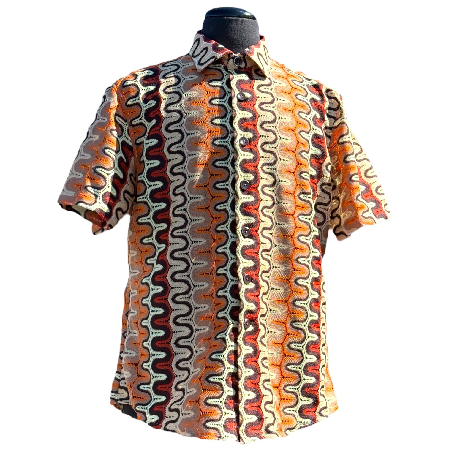 Lanzino "Woven" Short Sleeve Shirt (Brown) 102