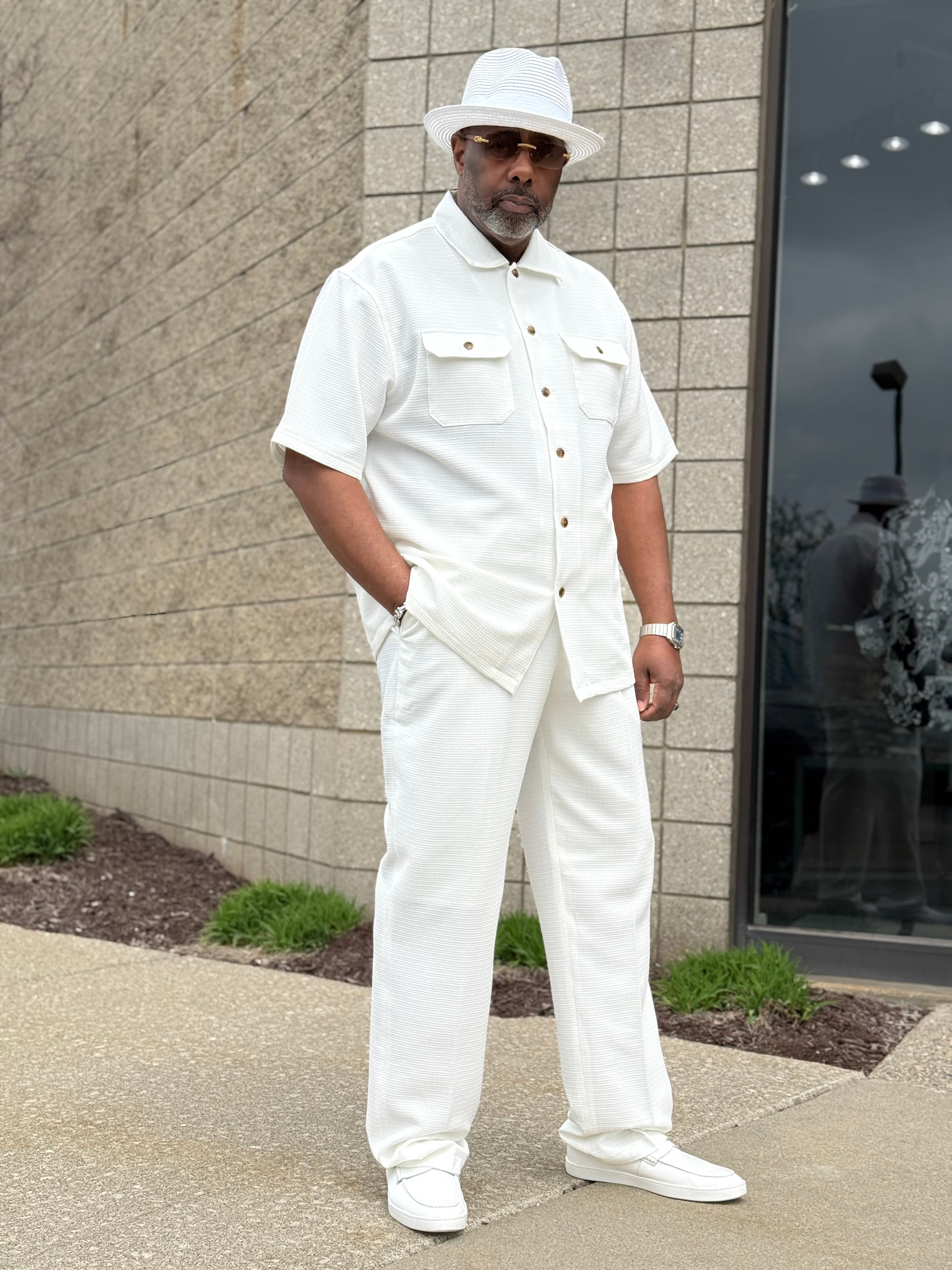 Lanzino "Midtown" Pant Set (White)