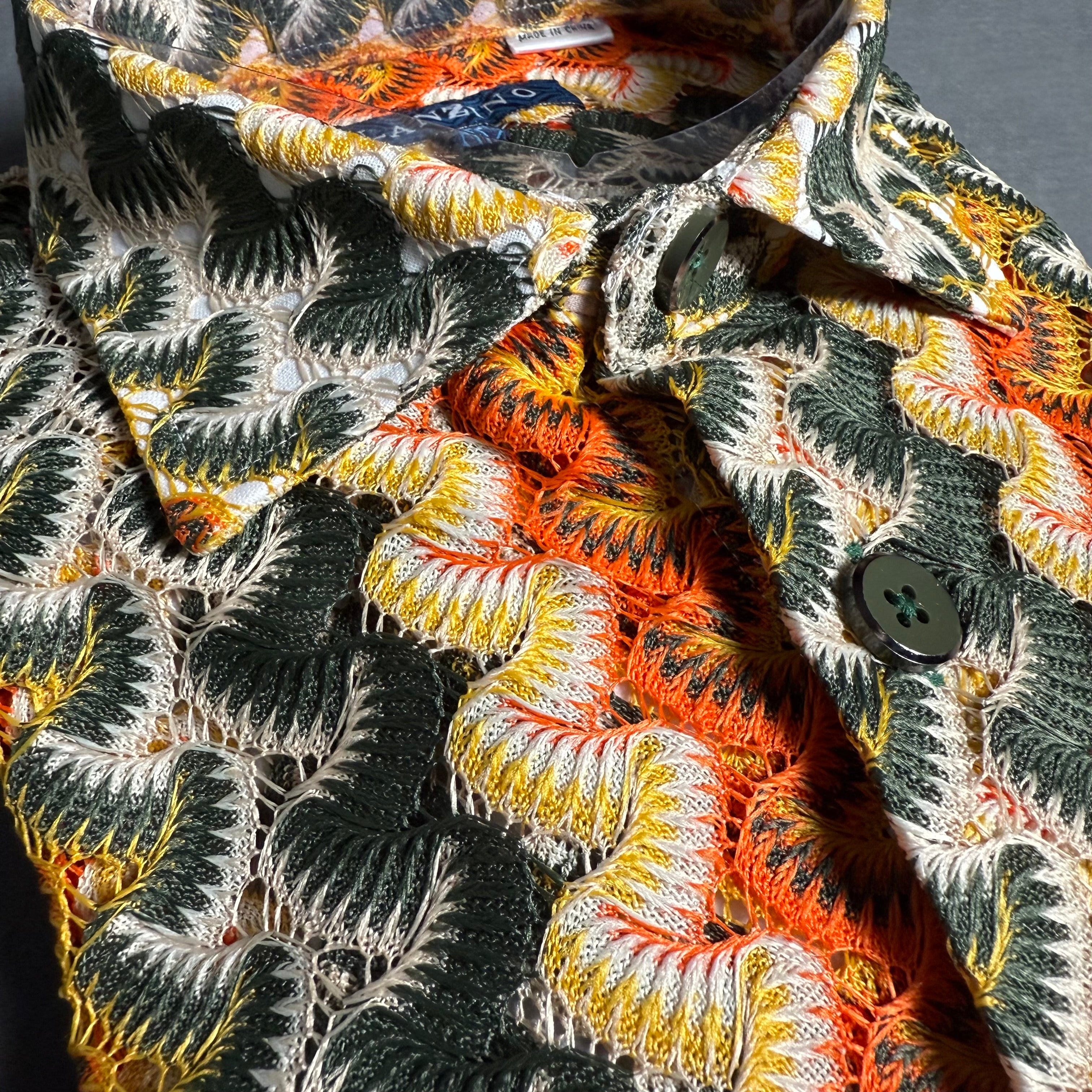 Lanzino "Woven" Short Sleeve Shirt (Olive) 119