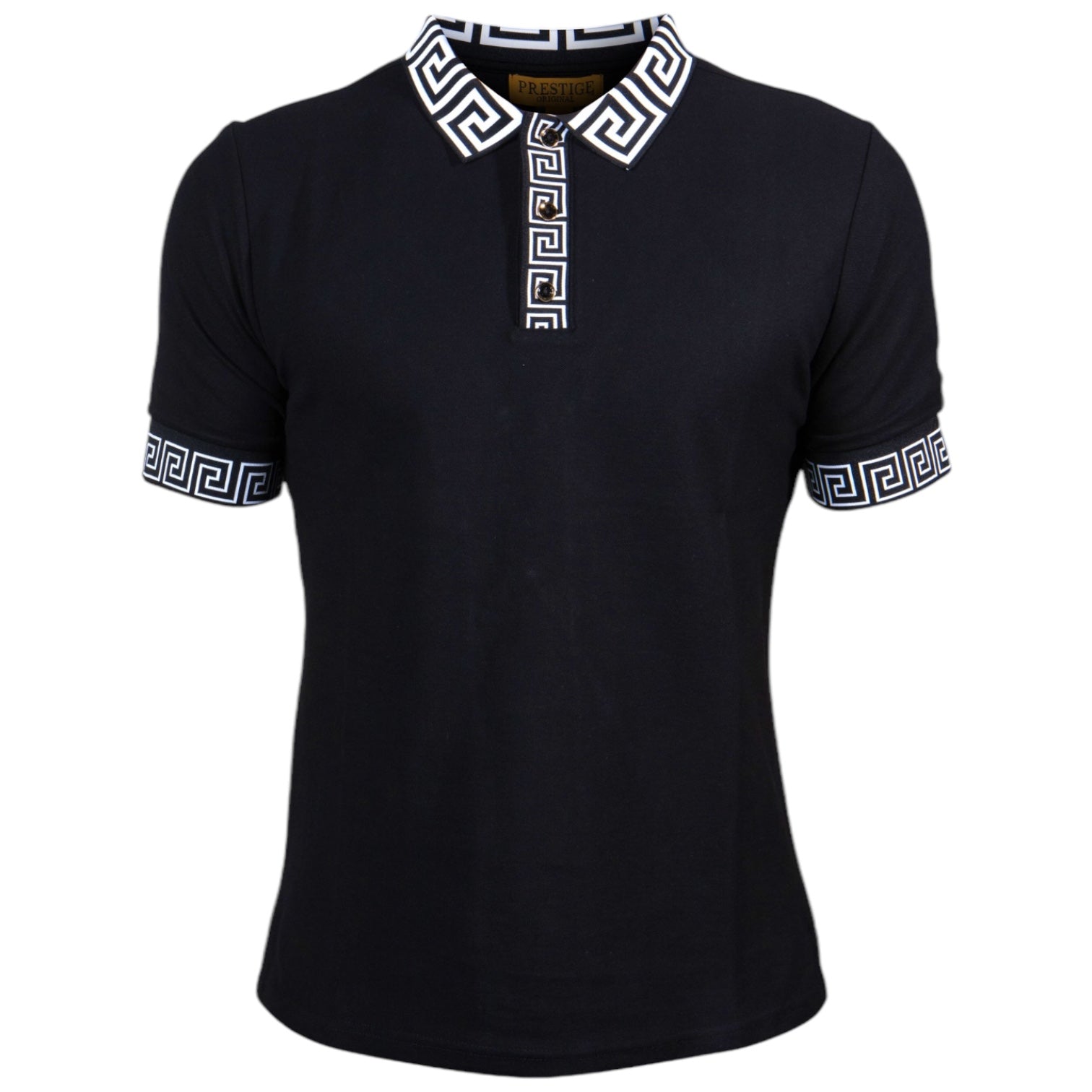 Prestige Greek Key Polo (Black) 090