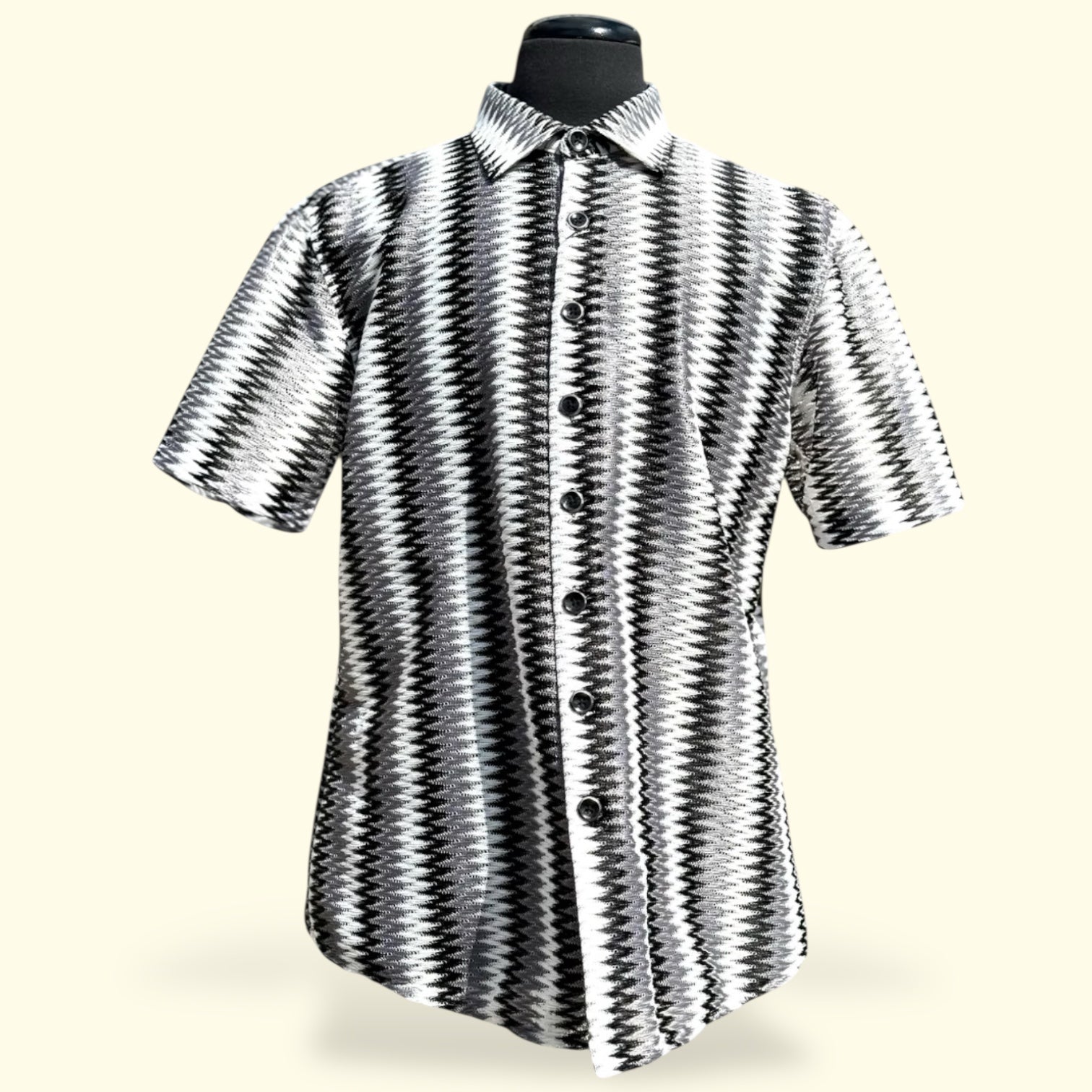 Lanzino "Woven" Short Sleeve Shirt (Black) 106