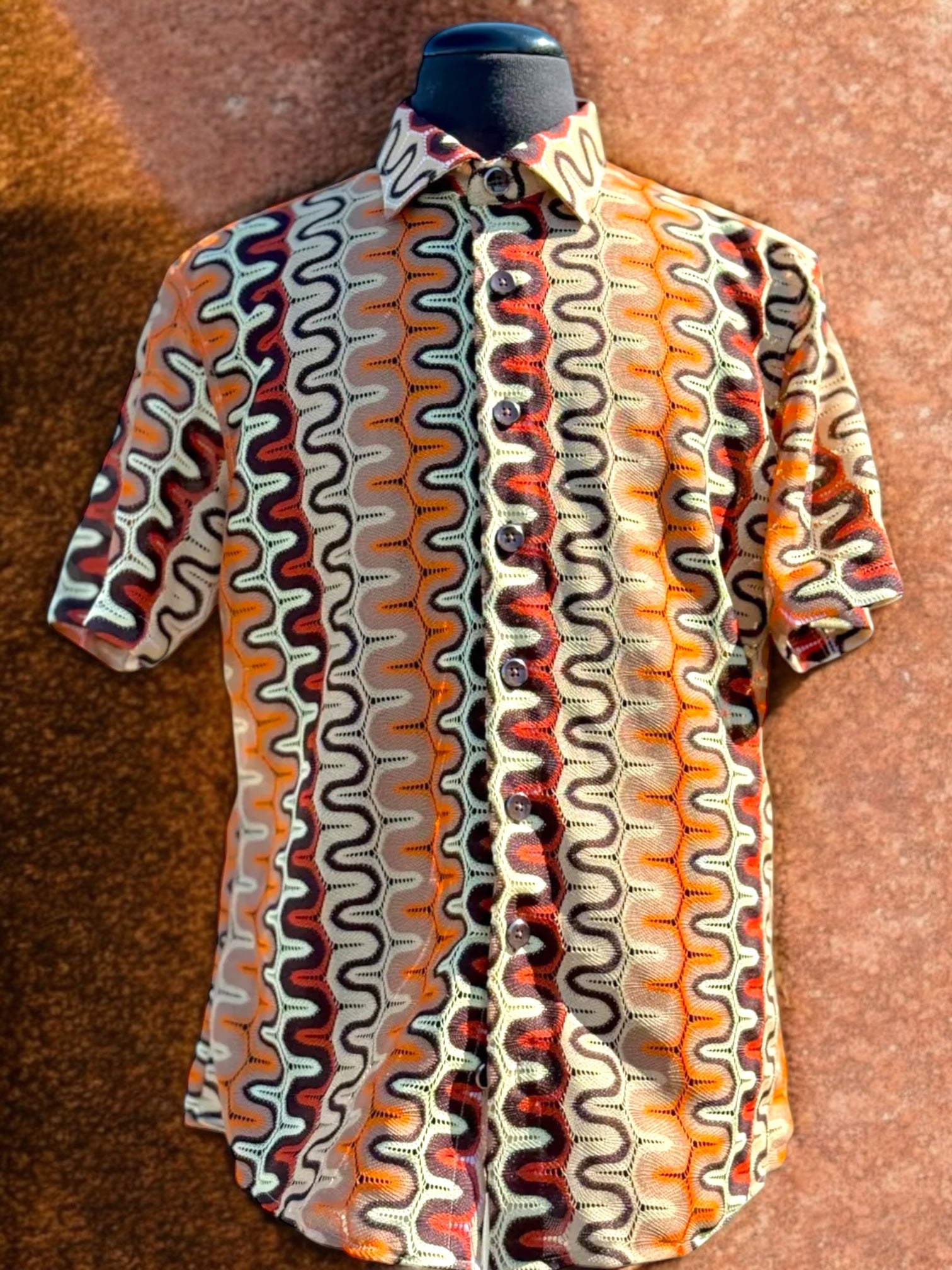 Lanzino "Woven" Short Sleeve Shirt (Brown) 102