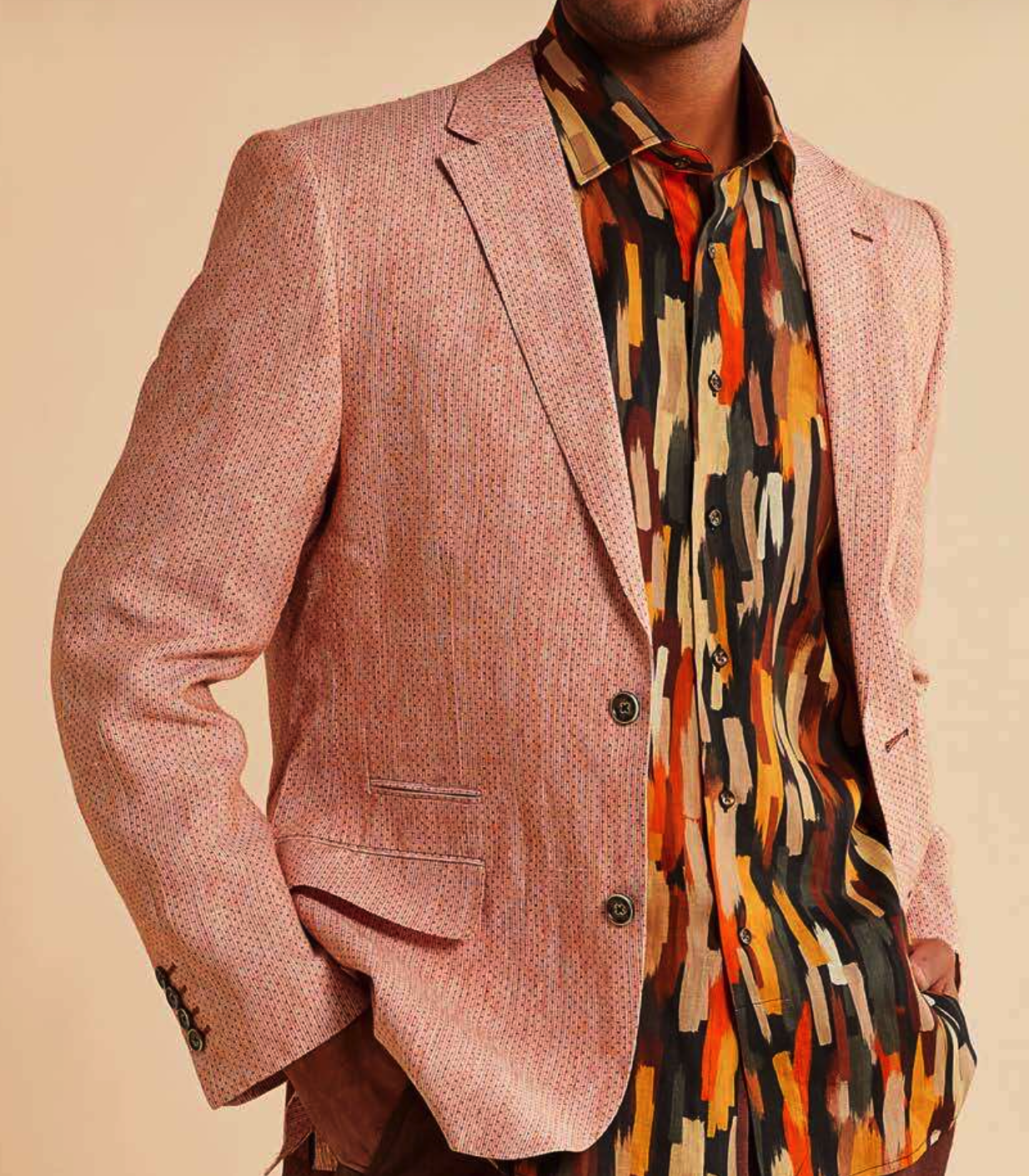 Inserch Linen "Birdseye" Blazer (Peach)
