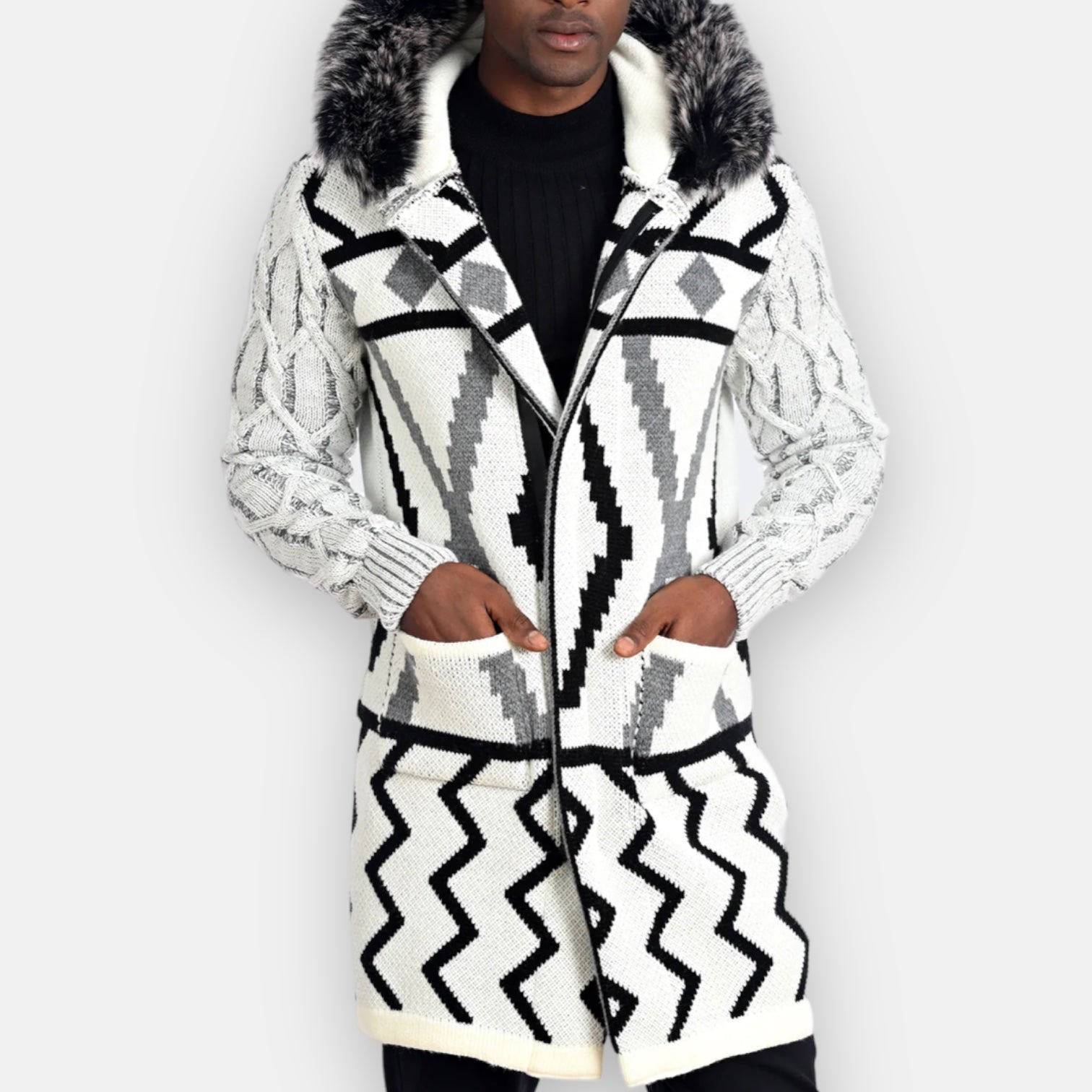 Alpine 3/4 length LCR Cardigan (White/Black)