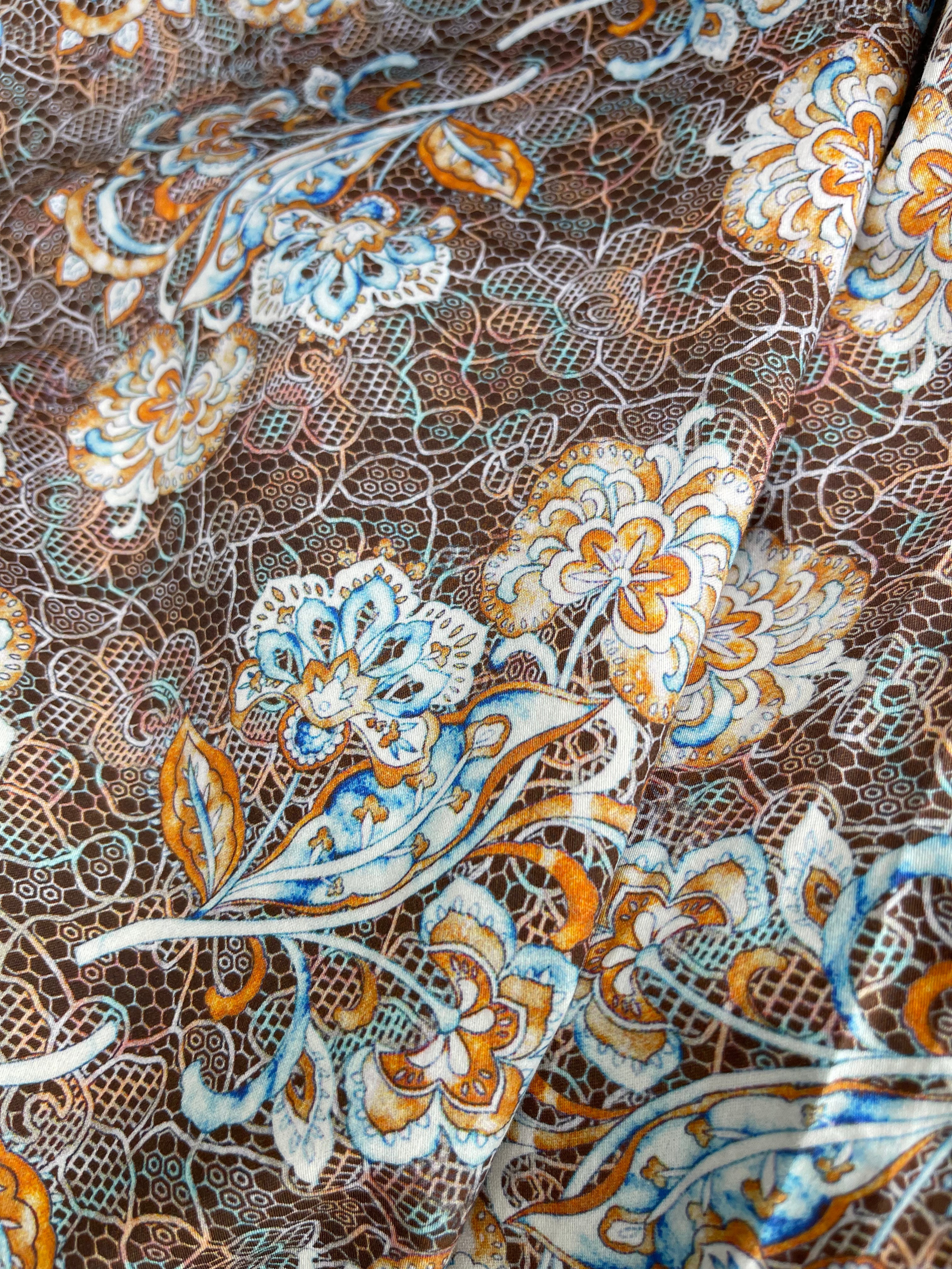 Robert lewis floral shirt (brown/cognac/teal)